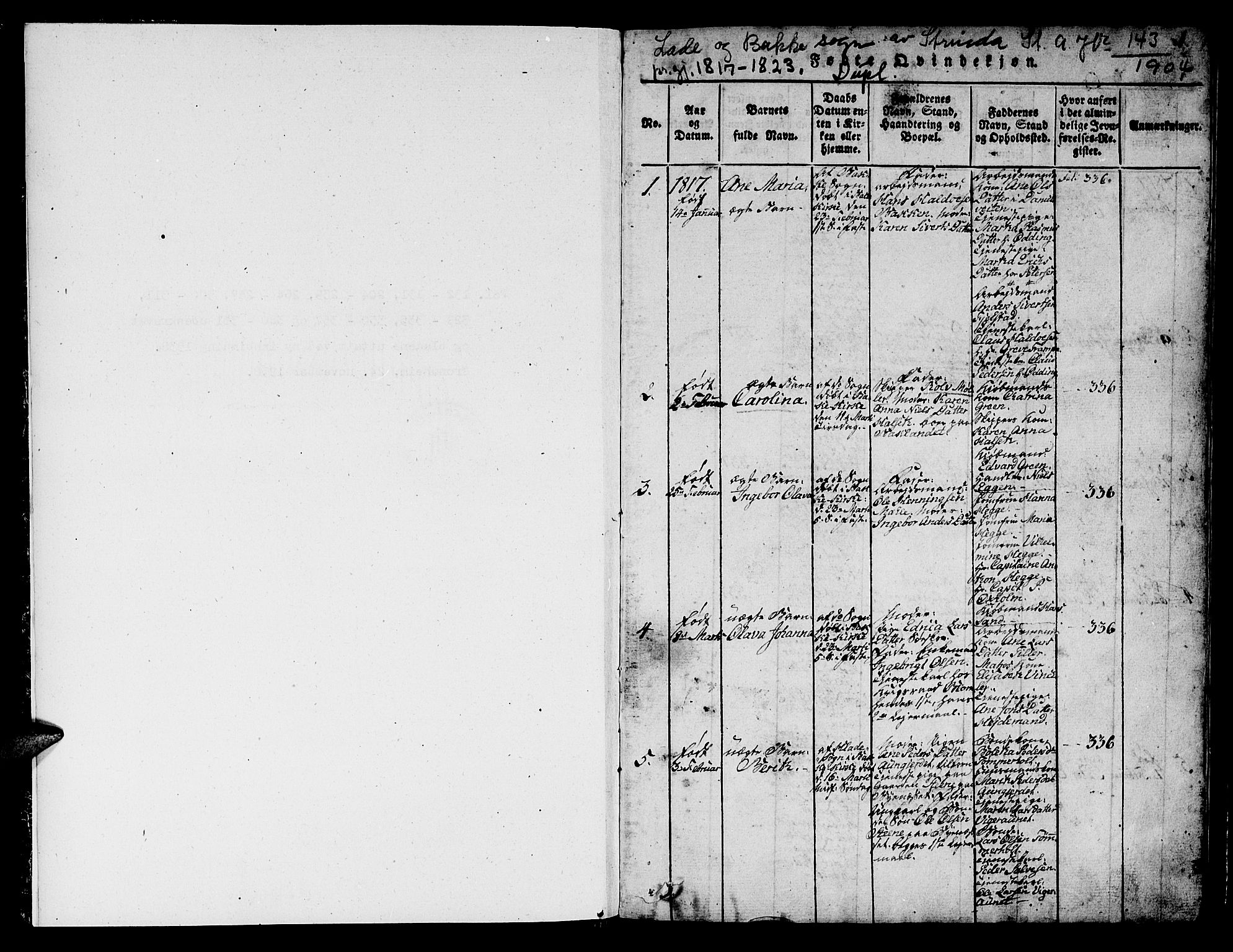 Ministerialprotokoller, klokkerbøker og fødselsregistre - Sør-Trøndelag, SAT/A-1456/606/L0307: Parish register (copy) no. 606C03, 1817-1824, p. 1