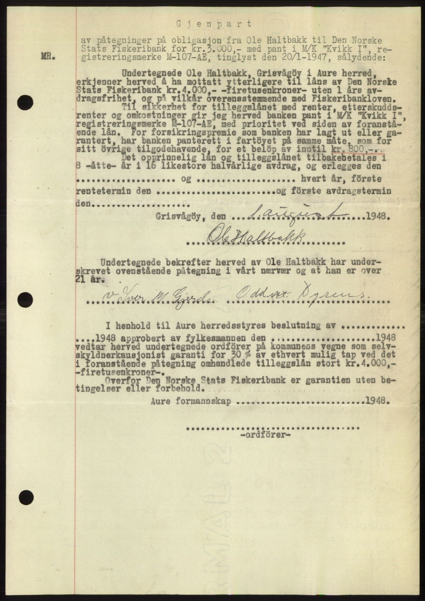 Nordmøre sorenskriveri, AV/SAT-A-4132/1/2/2Ca: Mortgage book no. B99, 1948-1948, Diary no: : 2383/1948