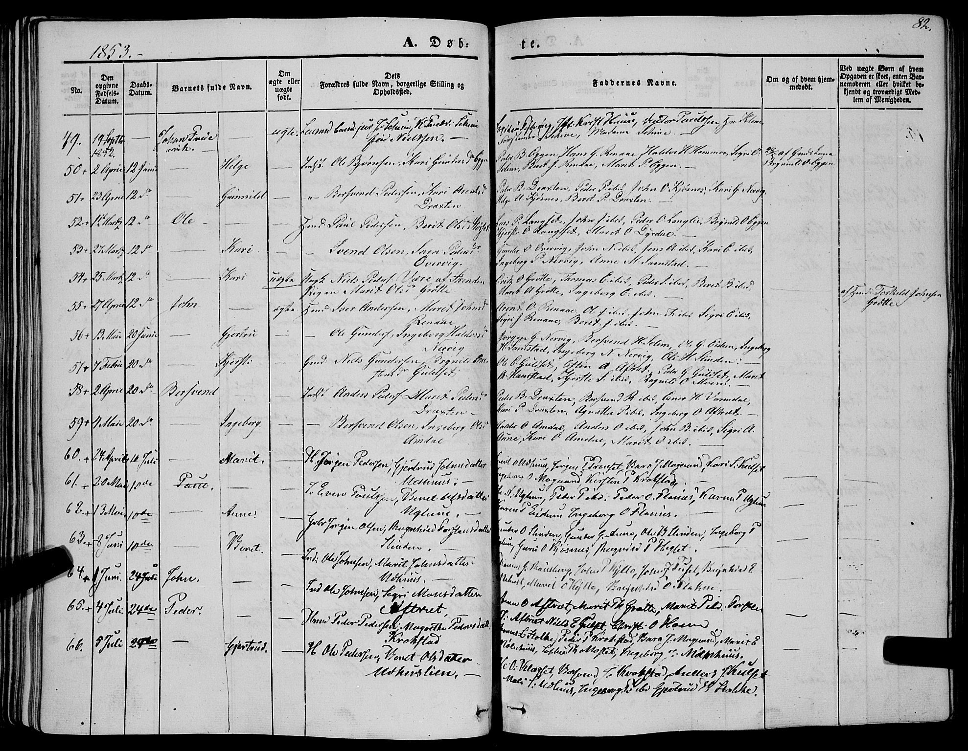 Ministerialprotokoller, klokkerbøker og fødselsregistre - Sør-Trøndelag, AV/SAT-A-1456/695/L1145: Parish register (official) no. 695A06 /1, 1843-1859, p. 82