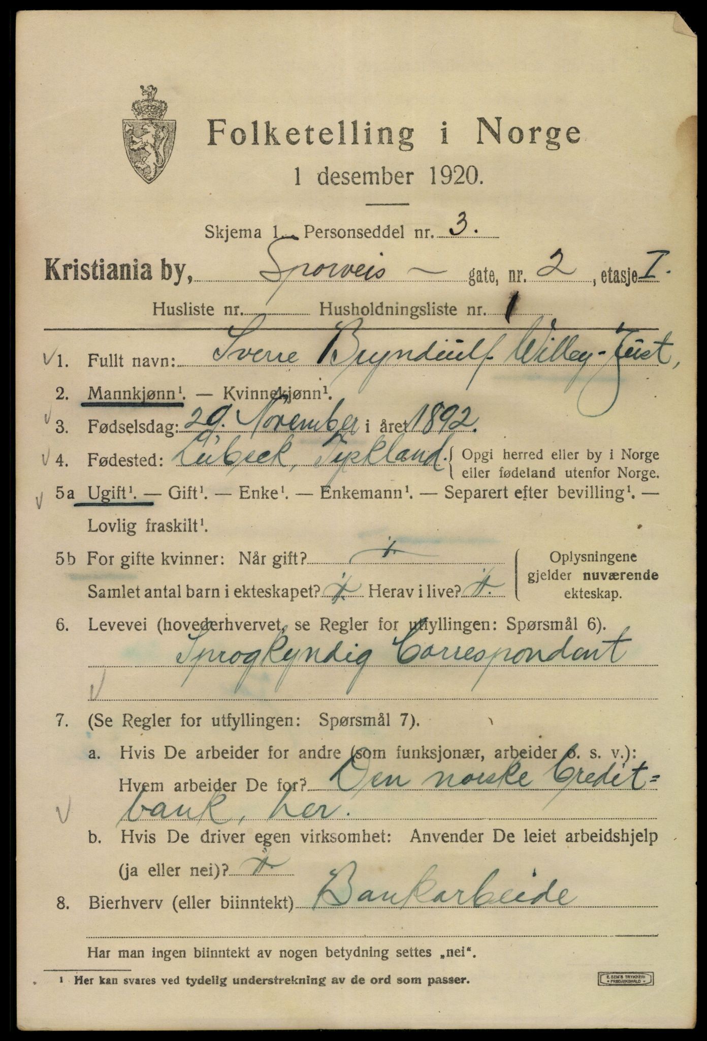 SAO, 1920 census for Kristiania, 1920, p. 531665