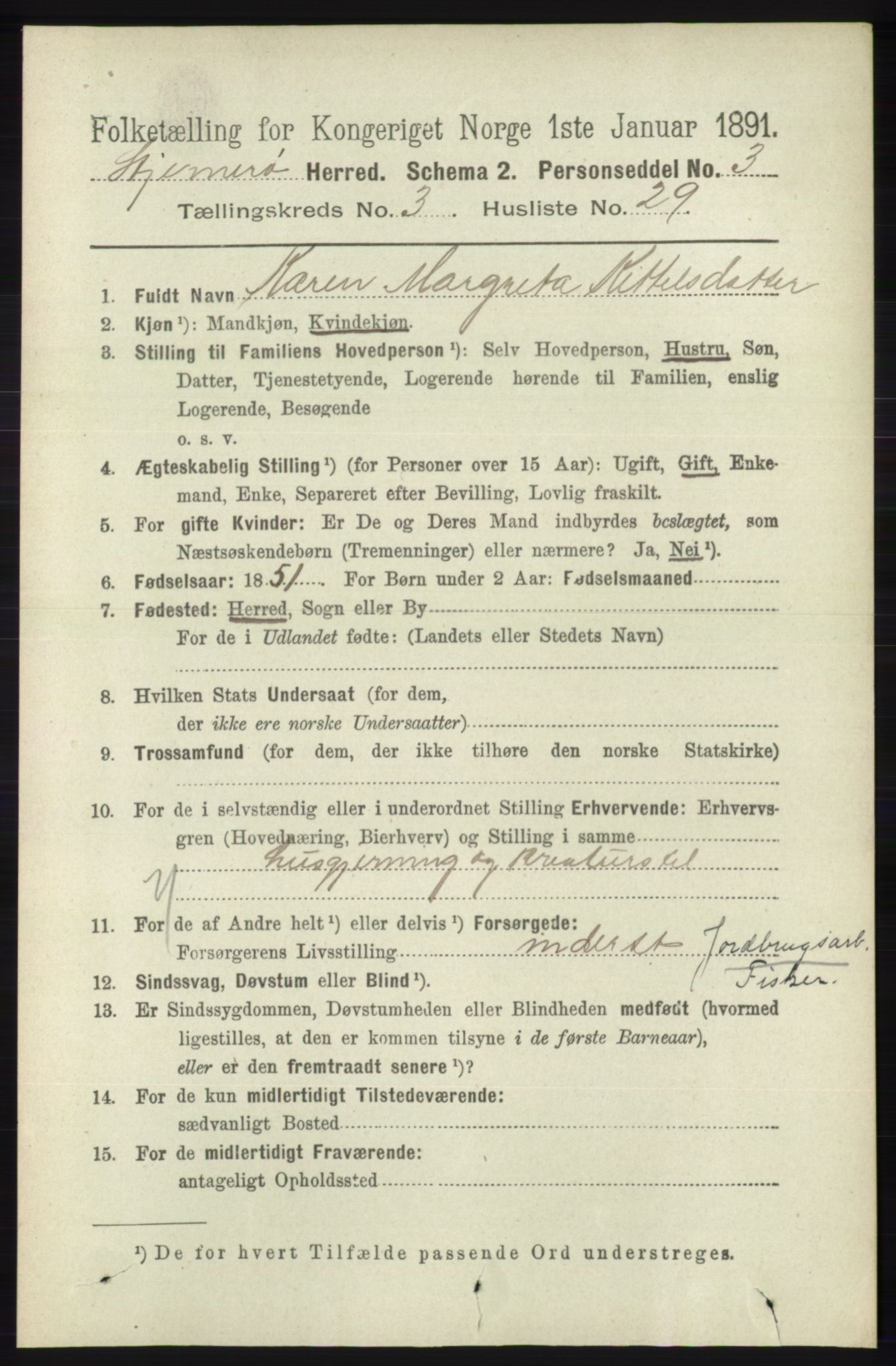 RA, 1891 census for 1140 Sjernarøy, 1891, p. 535