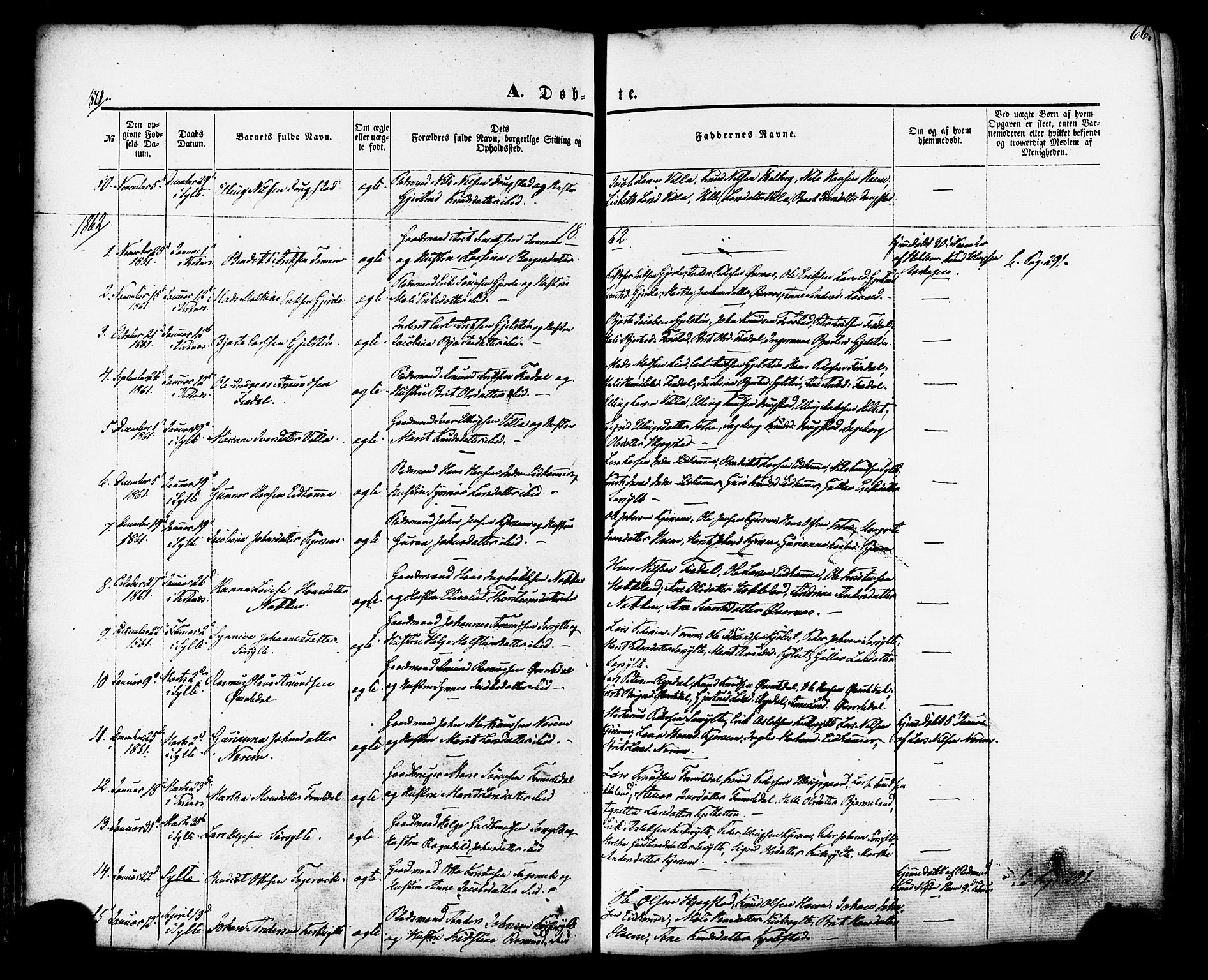 Ministerialprotokoller, klokkerbøker og fødselsregistre - Møre og Romsdal, AV/SAT-A-1454/539/L0529: Parish register (official) no. 539A02, 1848-1872, p. 66