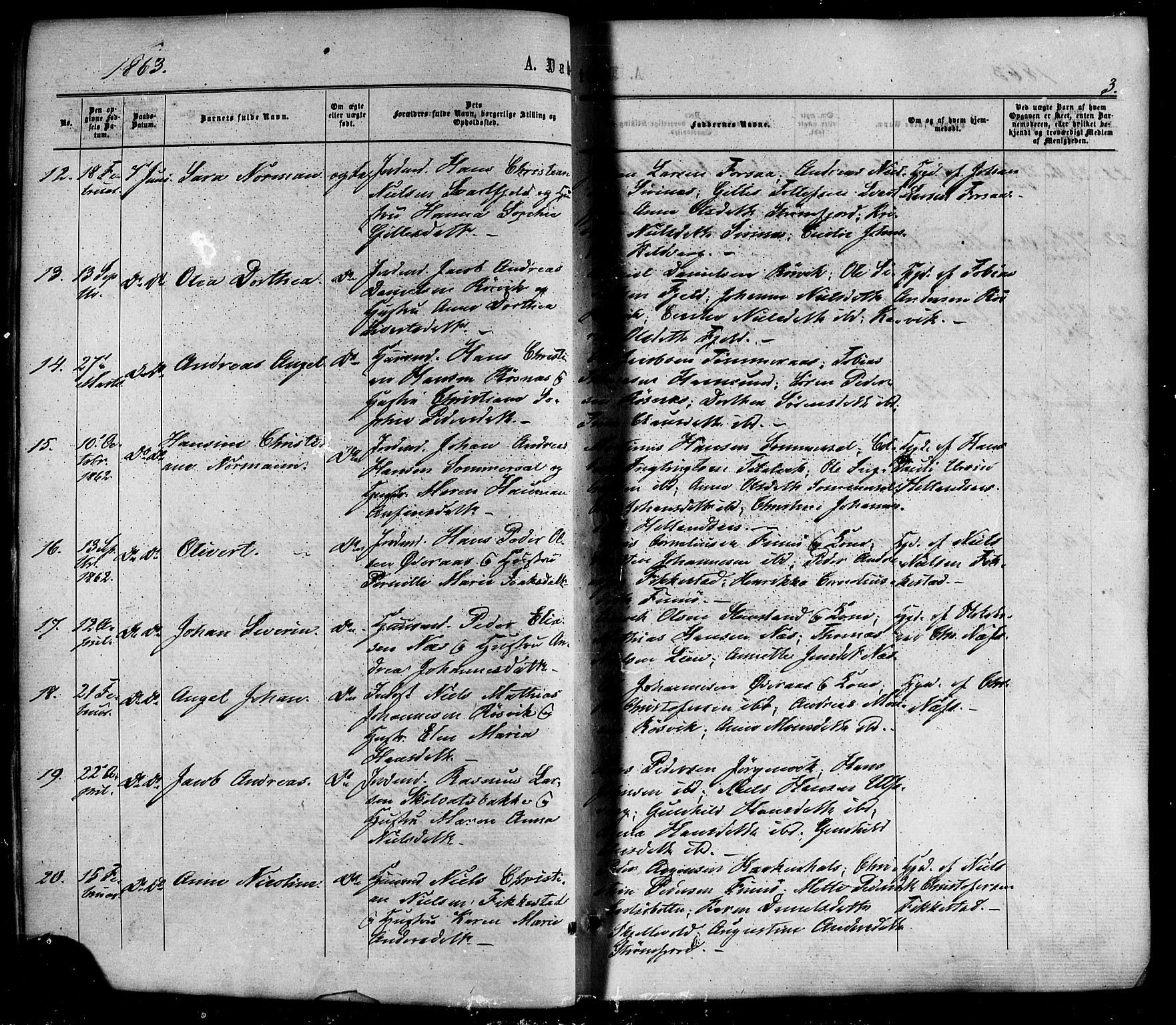 Ministerialprotokoller, klokkerbøker og fødselsregistre - Nordland, SAT/A-1459/859/L0845: Parish register (official) no. 859A05, 1863-1877, p. 3