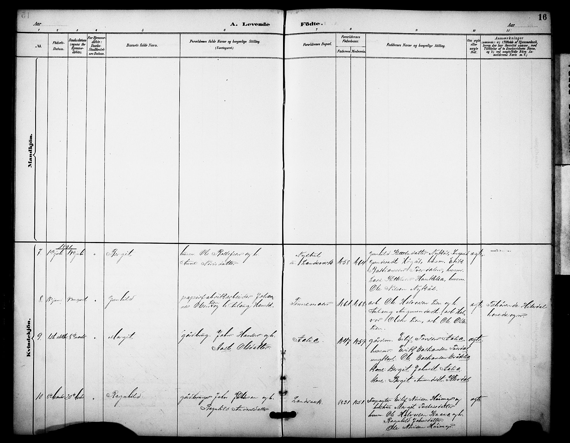 Heddal kirkebøker, SAKO/A-268/F/Fb/L0001: Parish register (official) no. II 1, 1884-1910, p. 16