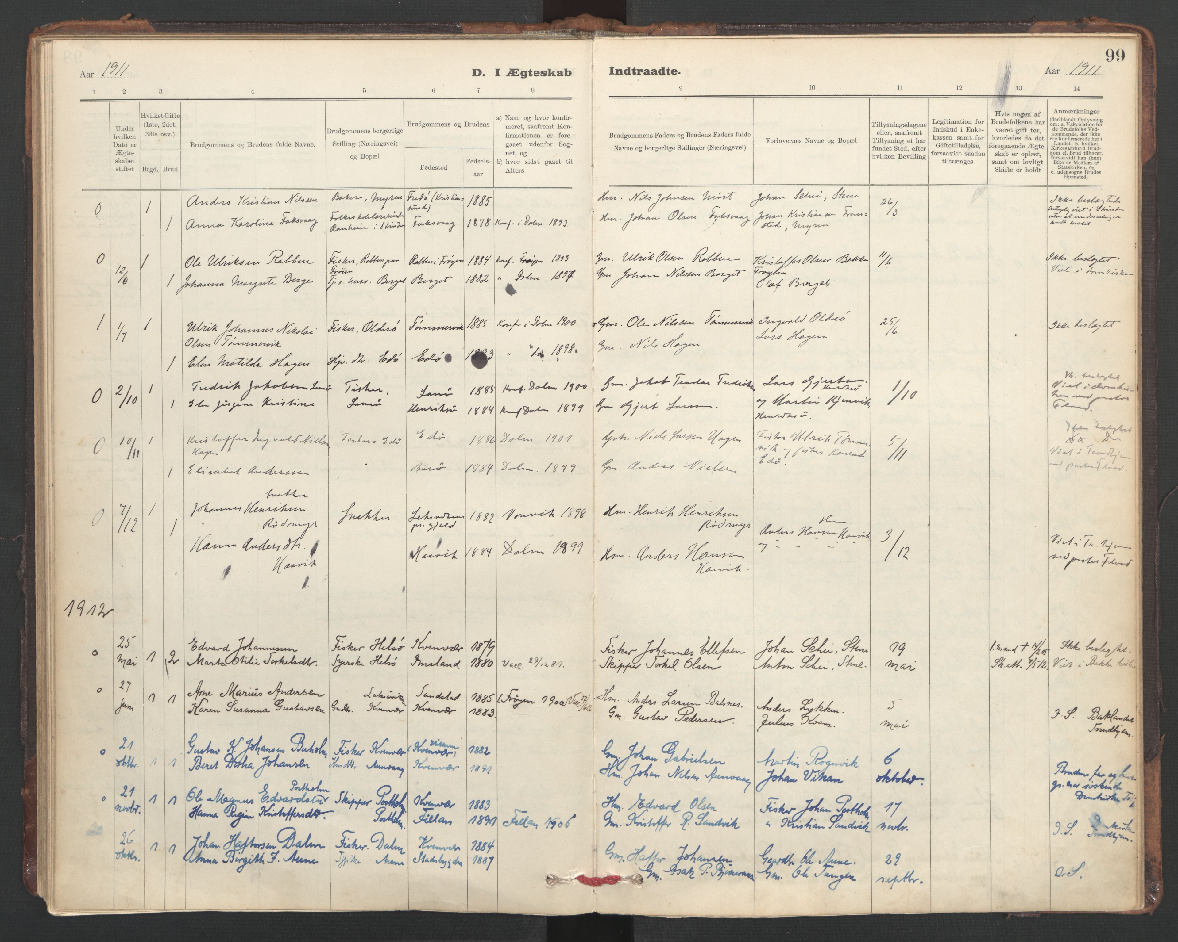 Ministerialprotokoller, klokkerbøker og fødselsregistre - Sør-Trøndelag, SAT/A-1456/635/L0552: Parish register (official) no. 635A02, 1899-1919, p. 99
