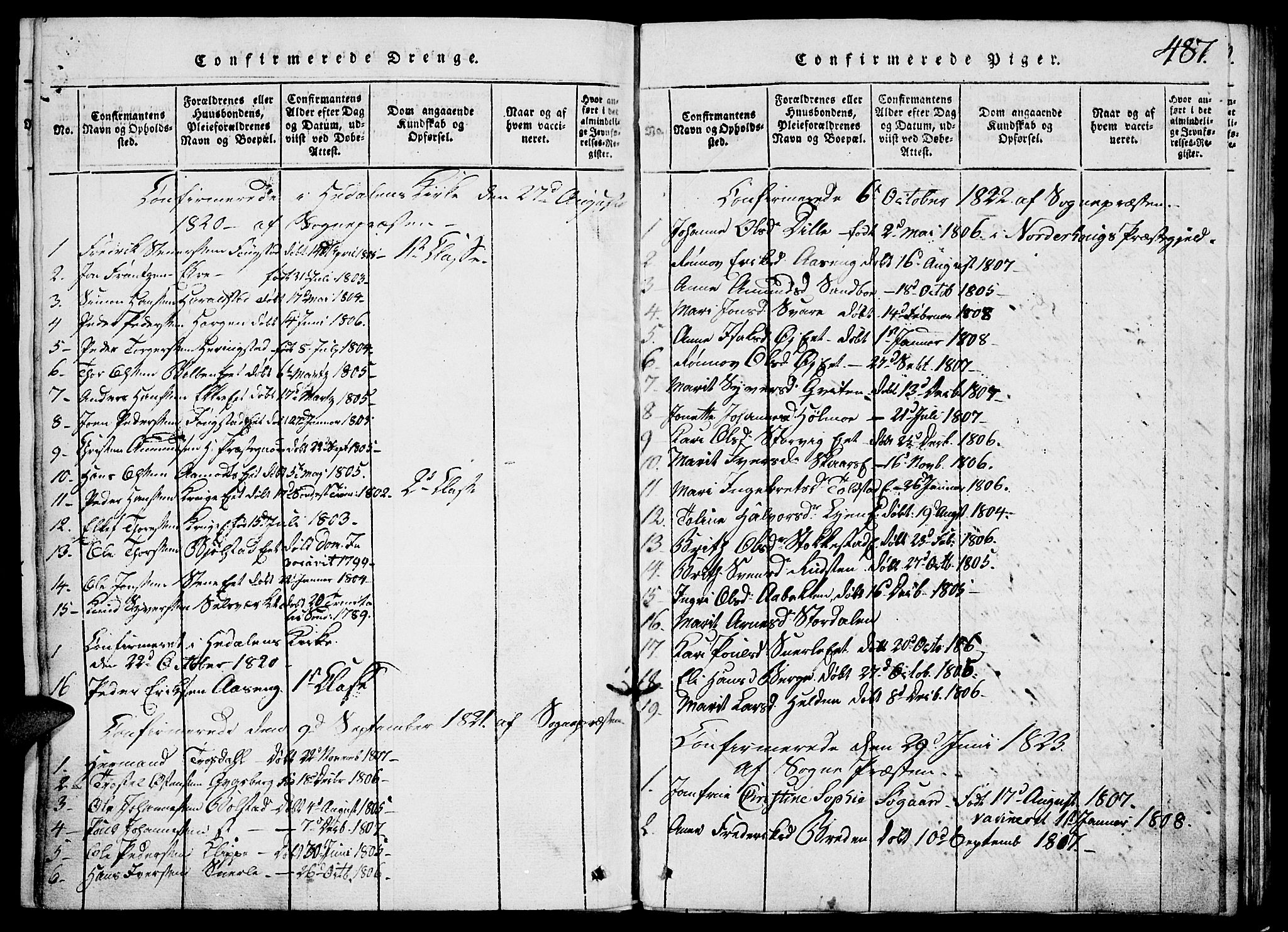 Vågå prestekontor, SAH/PREST-076/H/Ha/Hab/L0001: Parish register (copy) no. 1, 1815-1827, p. 486-487