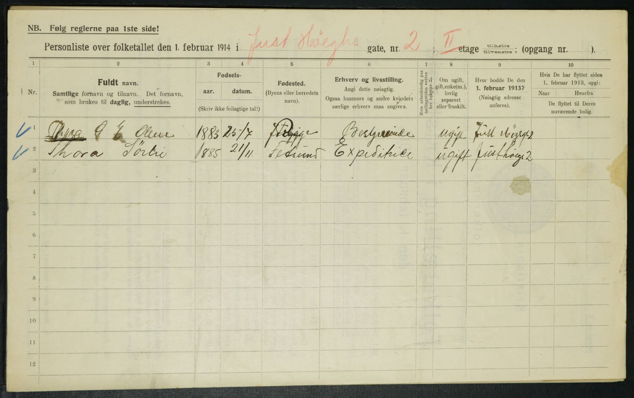 OBA, Municipal Census 1914 for Kristiania, 1914, p. 47606