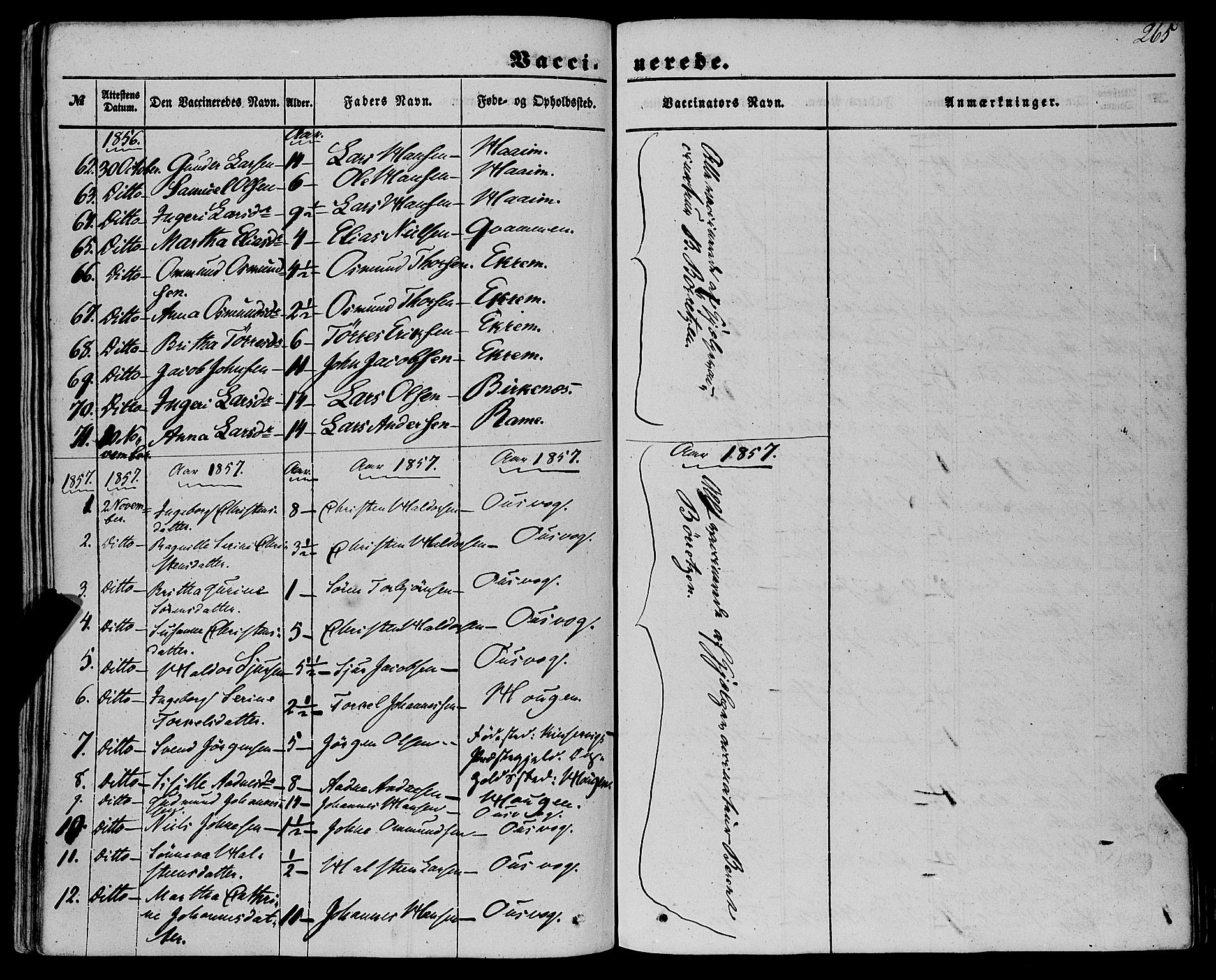 Etne sokneprestembete, SAB/A-75001/H/Haa: Parish register (official) no. A 8, 1848-1862, p. 265