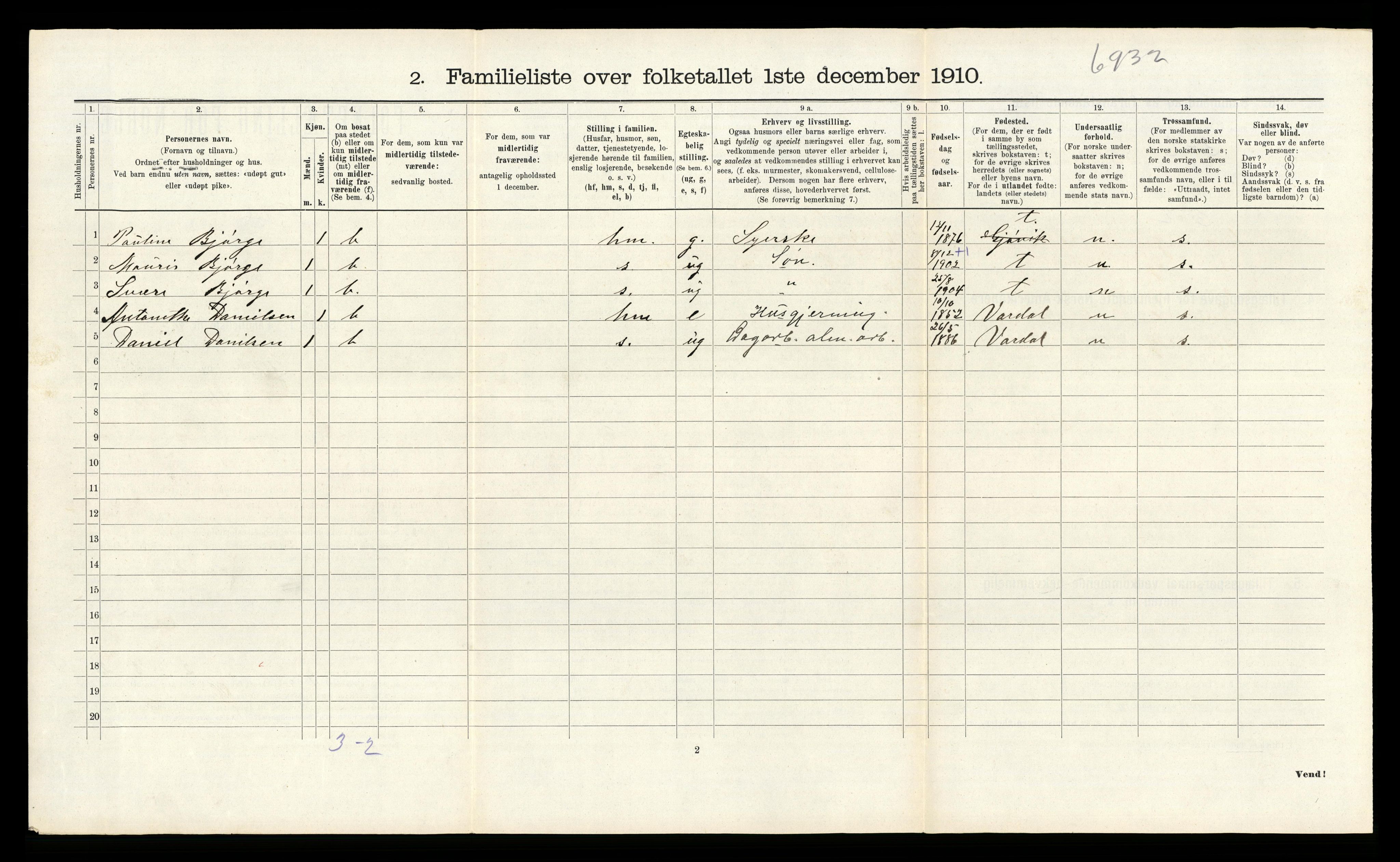 RA, 1910 census for Gjøvik, 1910, p. 479