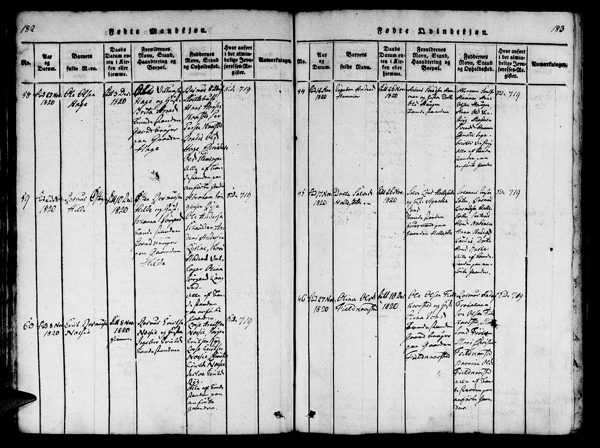 Innvik sokneprestembete, AV/SAB-A-80501: Parish register (official) no. A 2, 1816-1821, p. 182-183