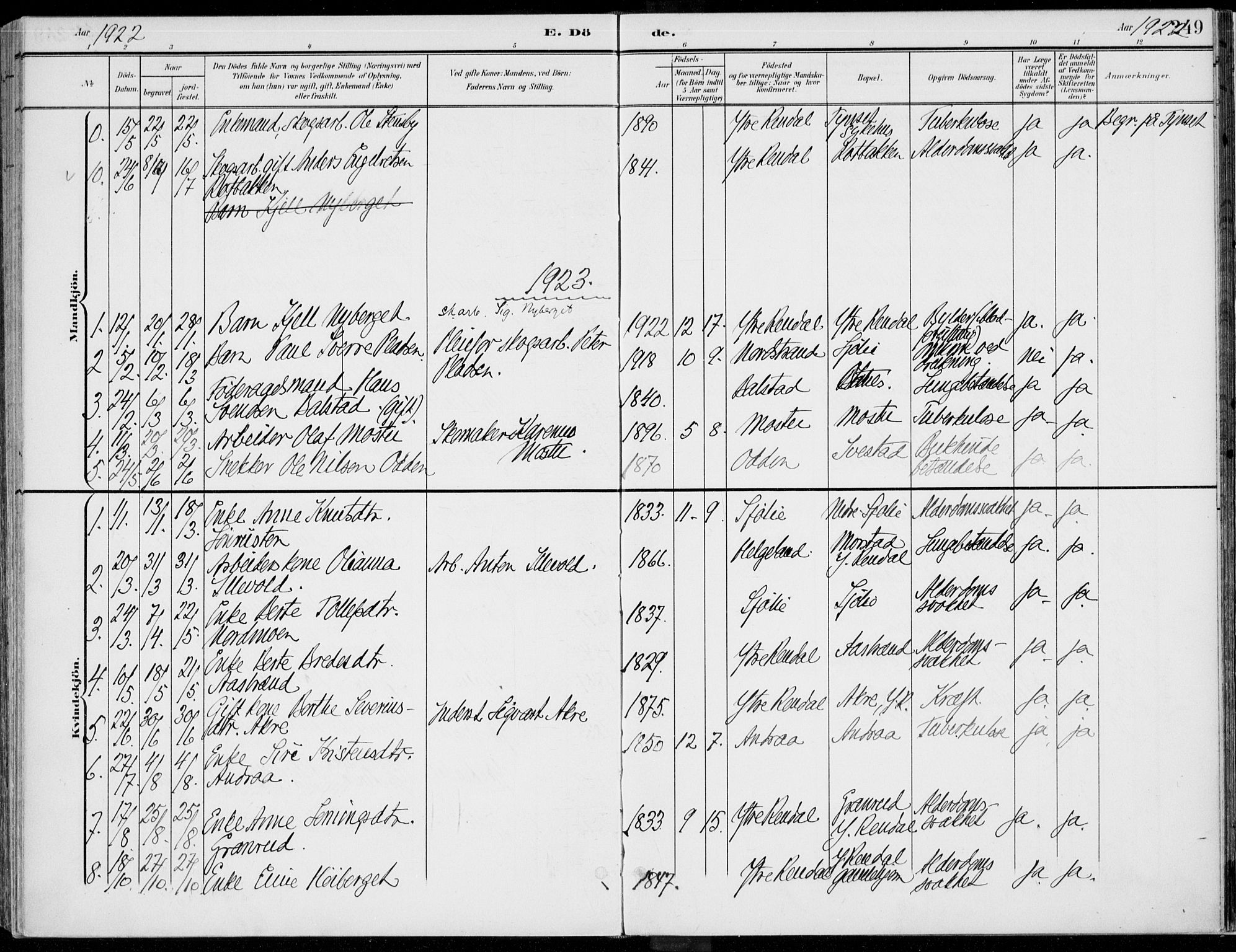 Rendalen prestekontor, SAH/PREST-054/H/Ha/Haa/L0011: Parish register (official) no. 11, 1901-1925, p. 249