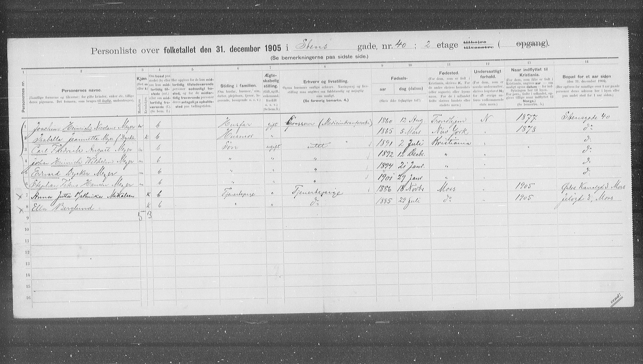 OBA, Municipal Census 1905 for Kristiania, 1905, p. 52584