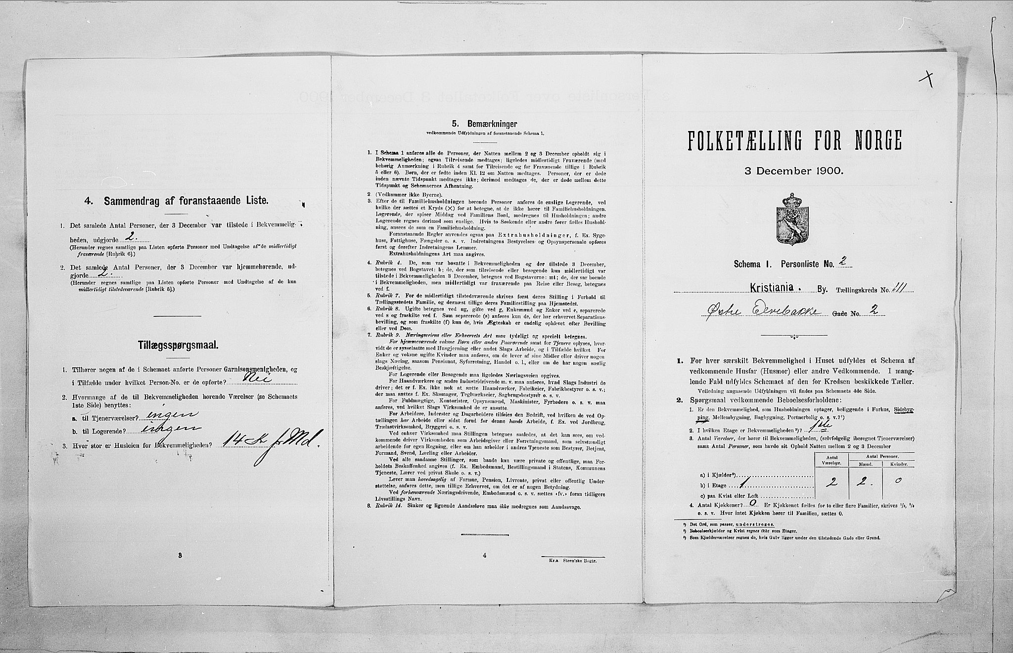 SAO, 1900 census for Kristiania, 1900, p. 115619