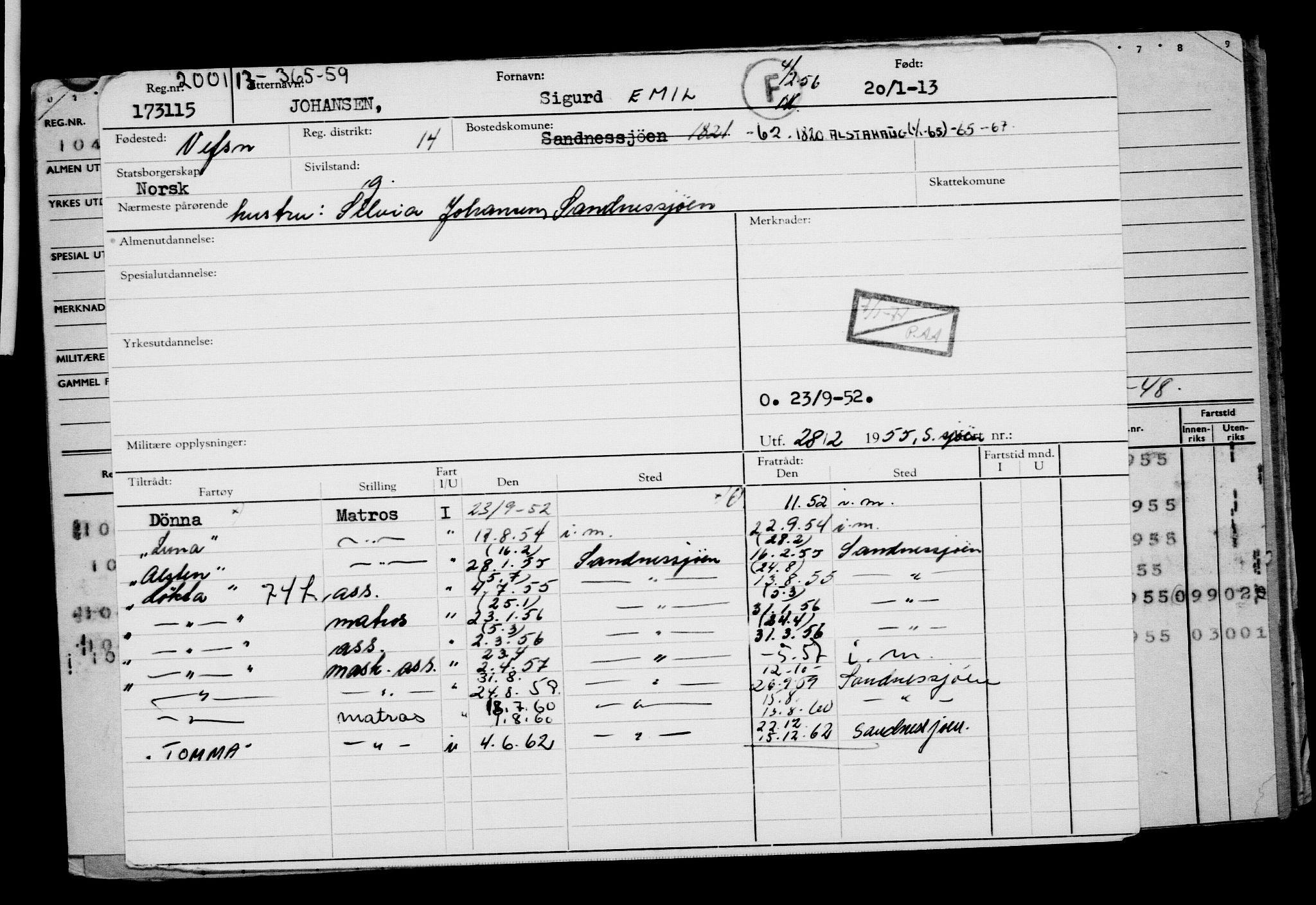 Direktoratet for sjømenn, AV/RA-S-3545/G/Gb/L0110: Hovedkort, 1913, p. 132