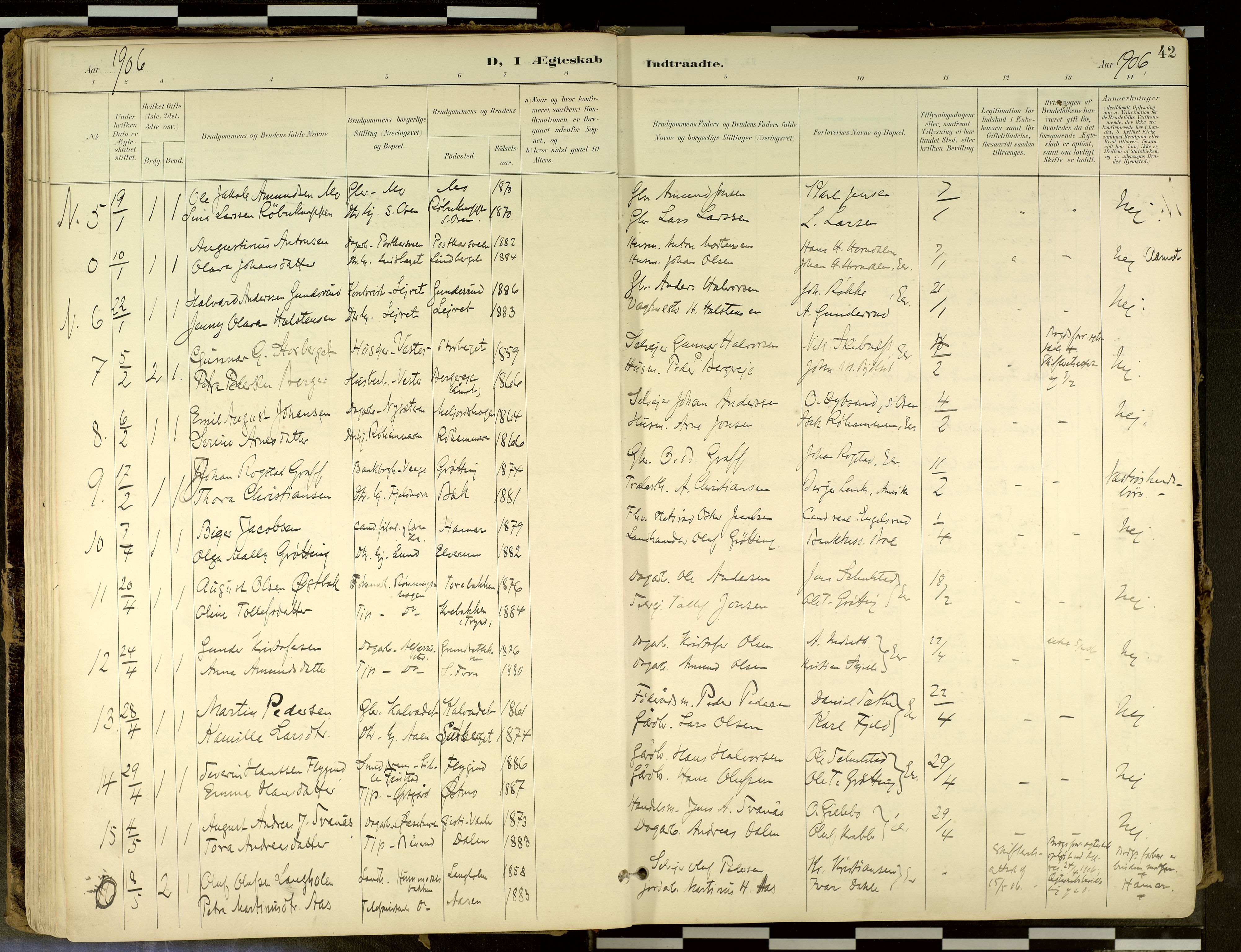 Elverum prestekontor, AV/SAH-PREST-044/H/Ha/Haa/L0018: Parish register (official) no. 18, 1894-1914, p. 42