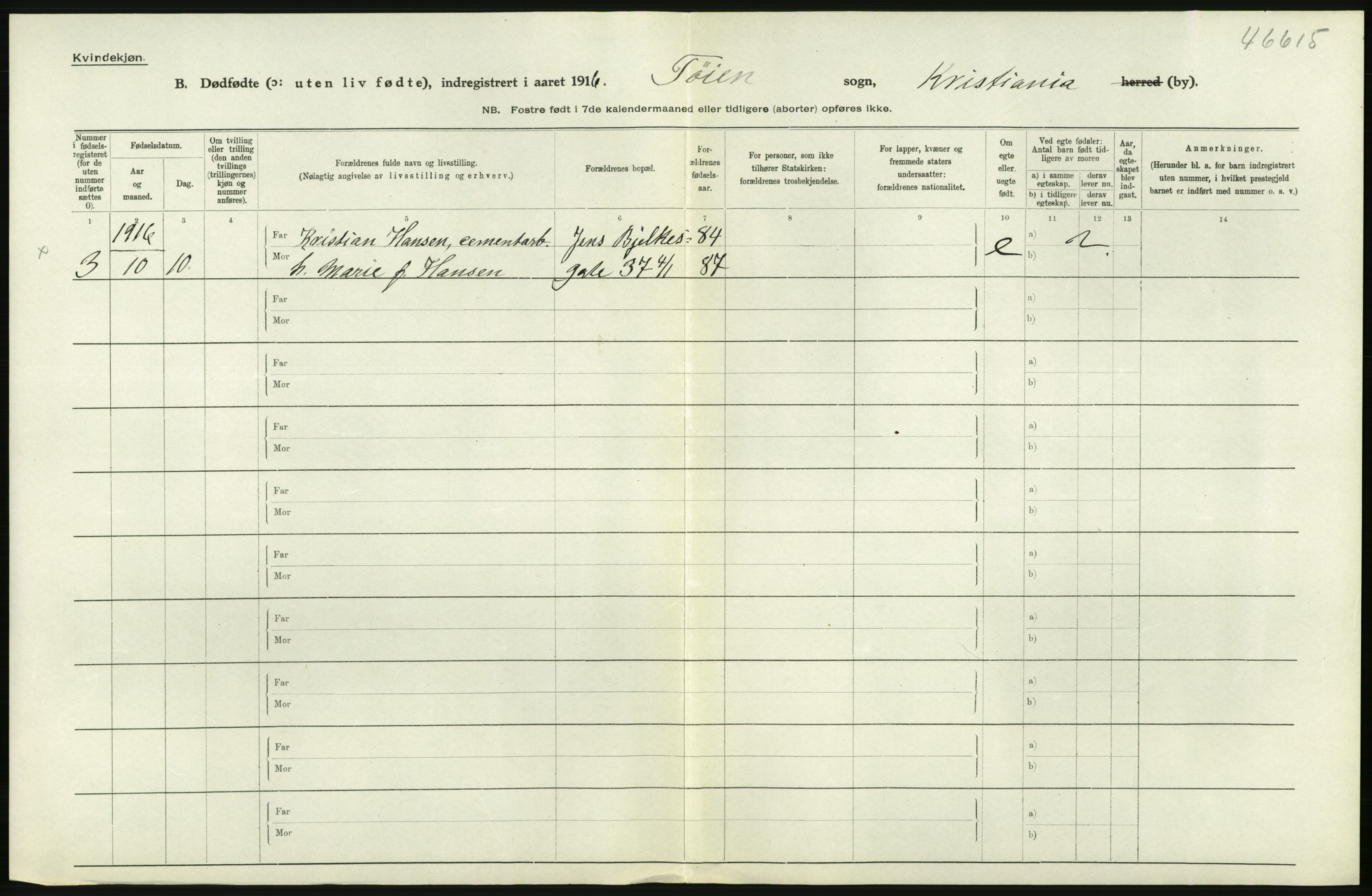 Statistisk sentralbyrå, Sosiodemografiske emner, Befolkning, AV/RA-S-2228/D/Df/Dfb/Dfbf/L0010: Kristiania: Døde, dødfødte., 1916, p. 628