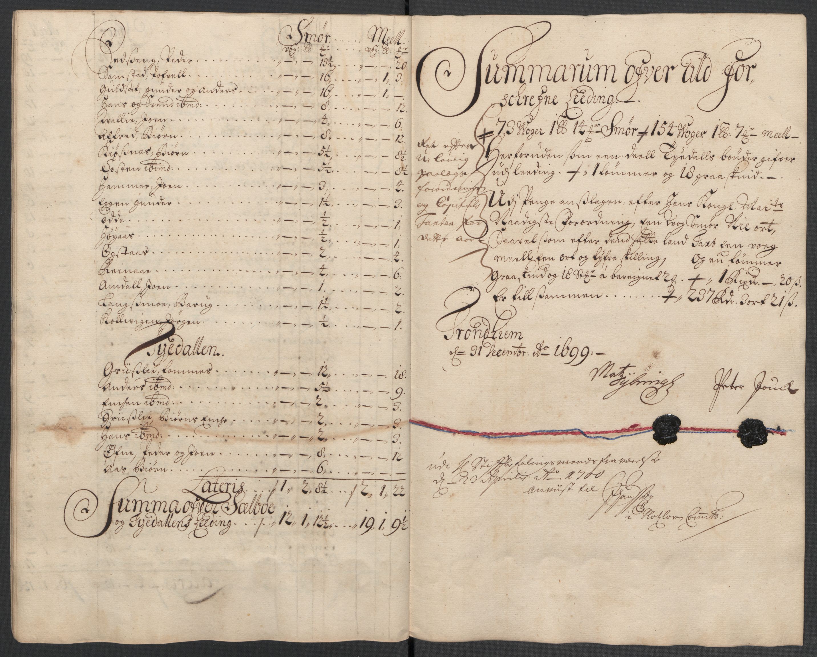 Rentekammeret inntil 1814, Reviderte regnskaper, Fogderegnskap, AV/RA-EA-4092/R61/L4107: Fogderegnskap Strinda og Selbu, 1698-1700, p. 278