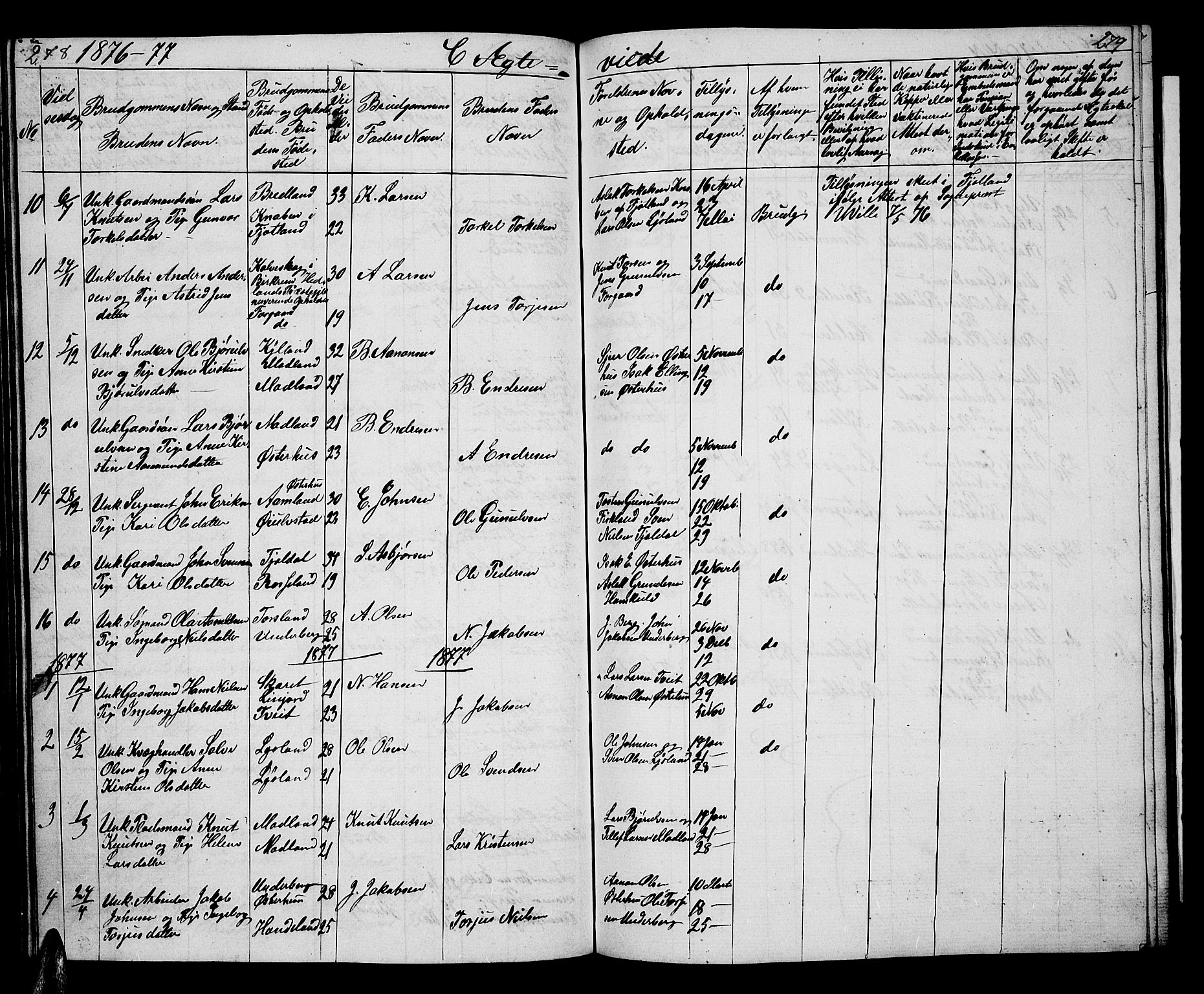 Åseral sokneprestkontor, AV/SAK-1111-0051/F/Fb/L0001: Parish register (copy) no. B 1, 1856-1877, p. 278-279