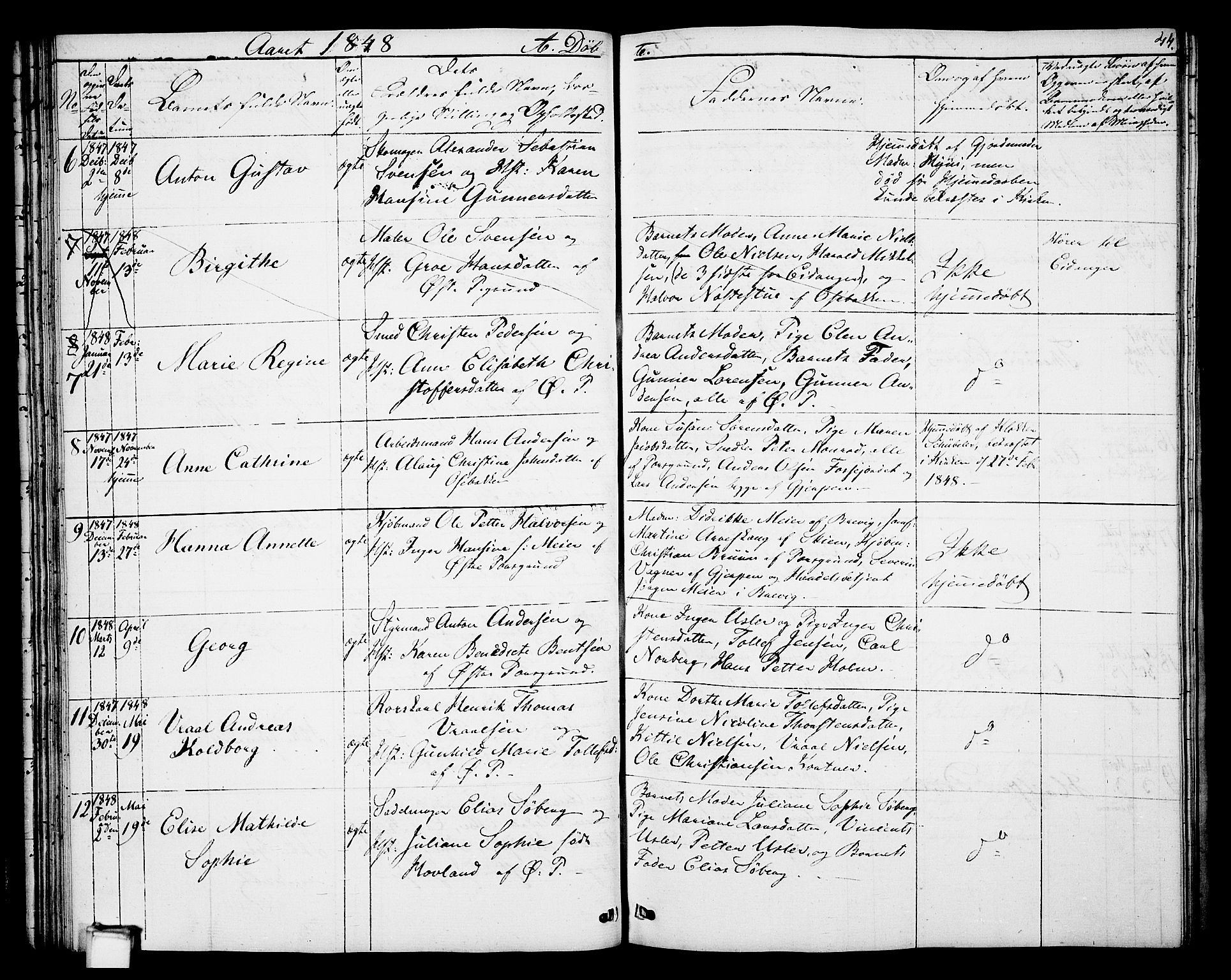 Porsgrunn kirkebøker , SAKO/A-104/G/Gb/L0003: Parish register (copy) no. II 3, 1841-1852, p. 44