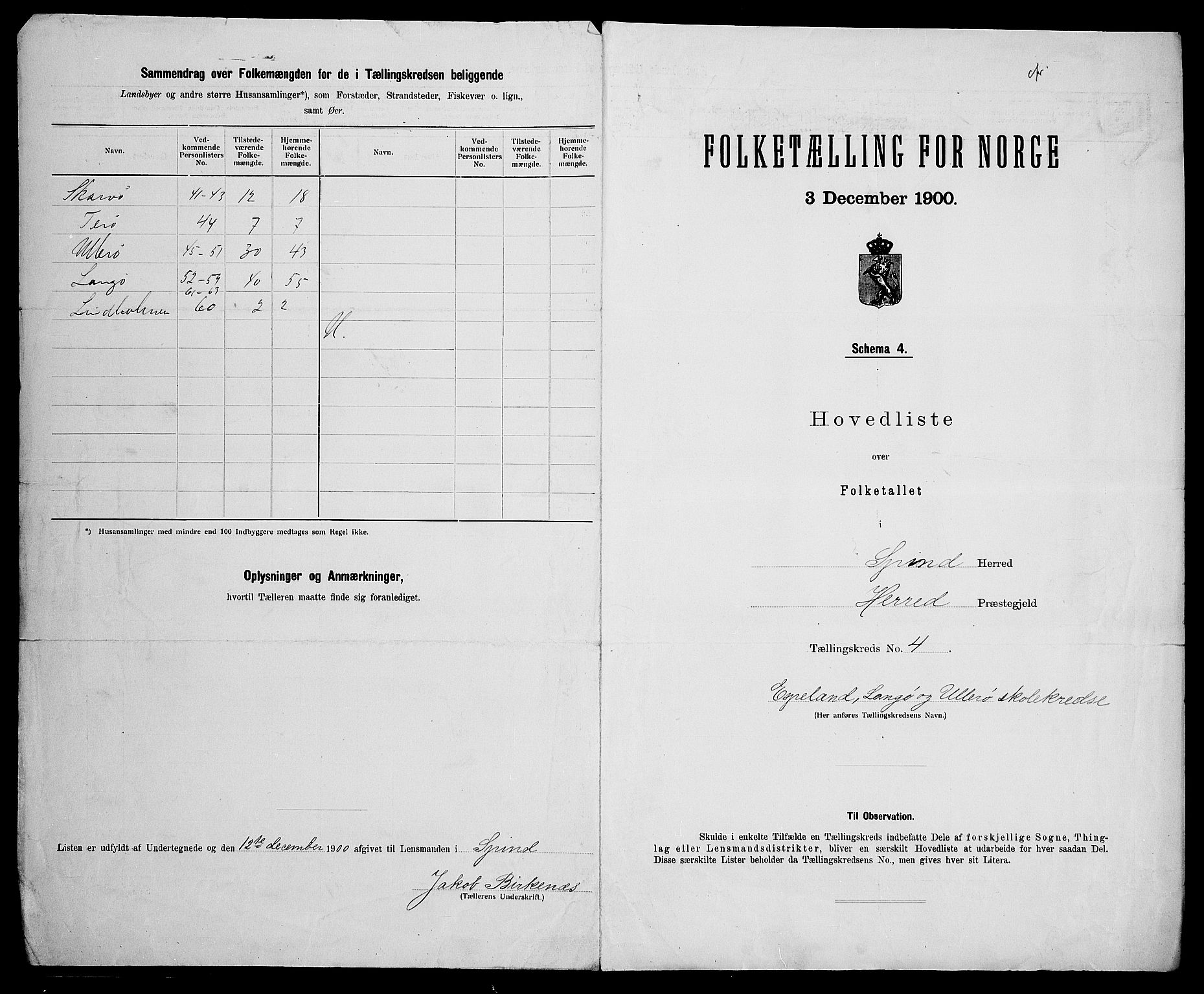 SAK, 1900 census for Spind, 1900, p. 16