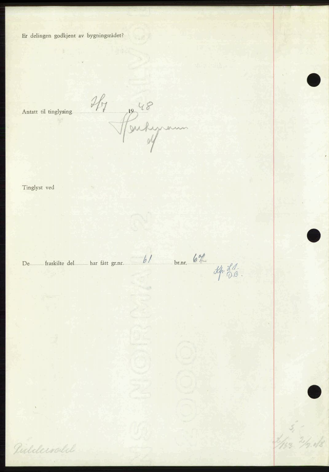 Sør-Gudbrandsdal tingrett, SAH/TING-004/H/Hb/Hbd/L0022: Mortgage book no. A22, 1948-1948, Diary no: : 1531/1948