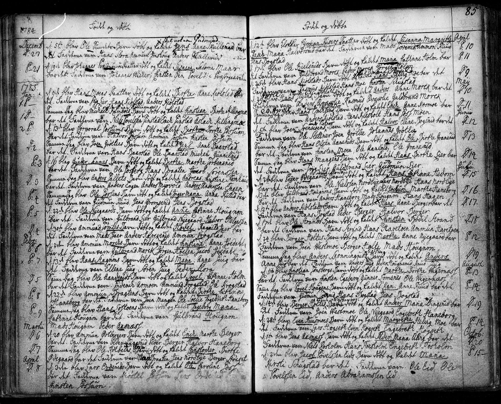 Aurskog prestekontor Kirkebøker, SAO/A-10304a/F/Fa/L0003: Parish register (official) no. I 3, 1767-1807, p. 85