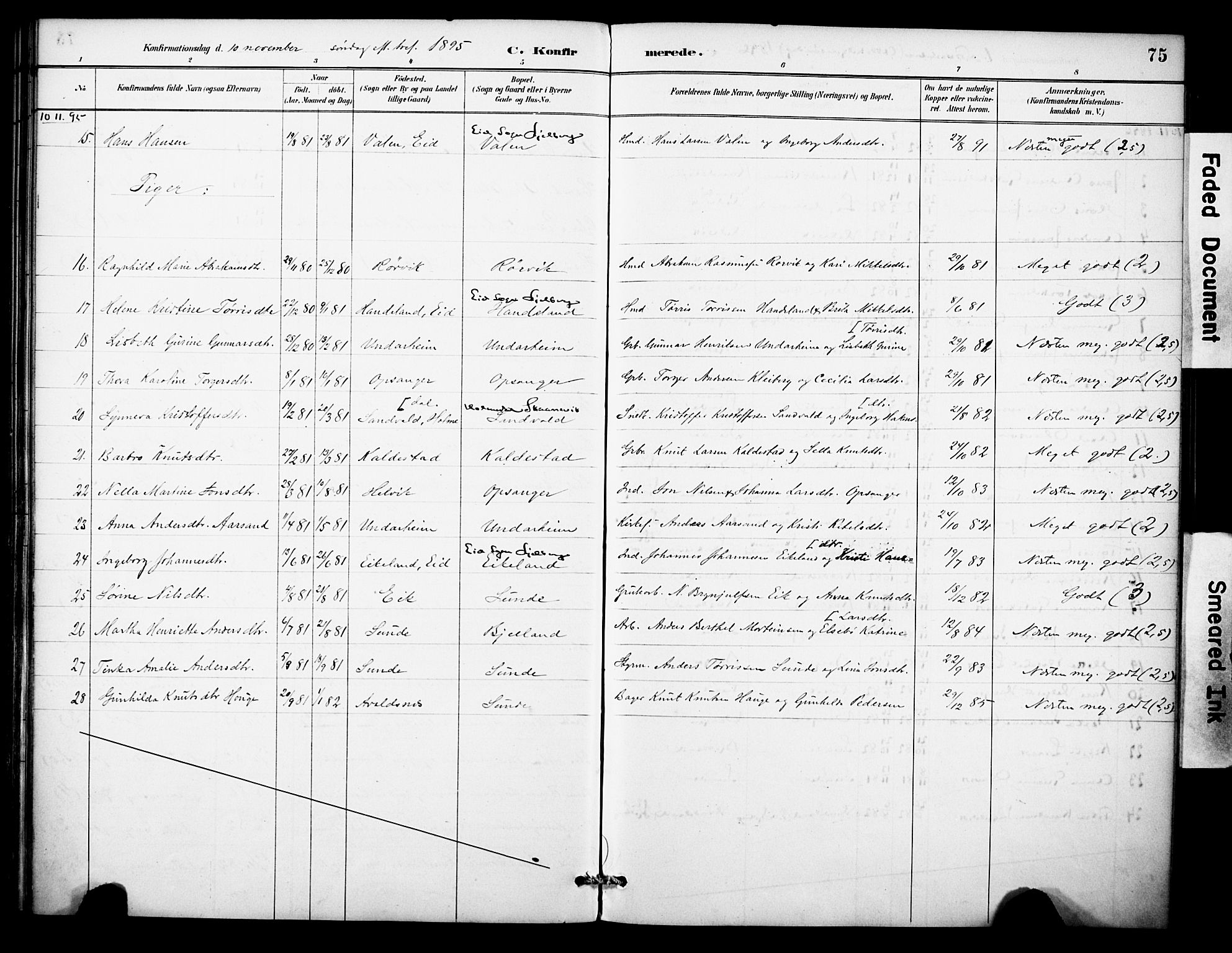 Kvinnherad sokneprestembete, AV/SAB-A-76401/H/Haa: Parish register (official) no. D 1, 1887-1910, p. 75