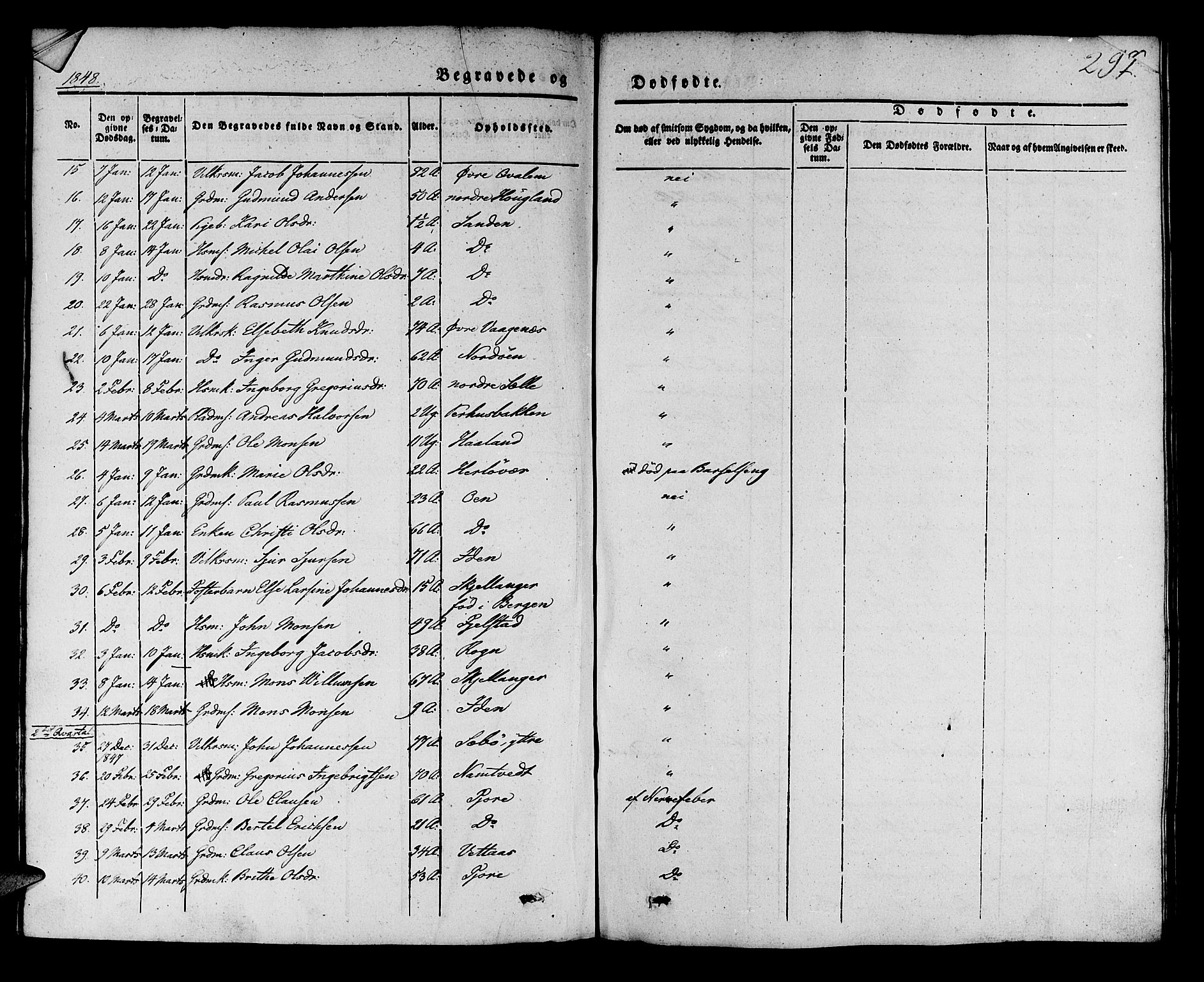 Manger sokneprestembete, AV/SAB-A-76801/H/Haa: Parish register (official) no. A 5, 1839-1848, p. 297