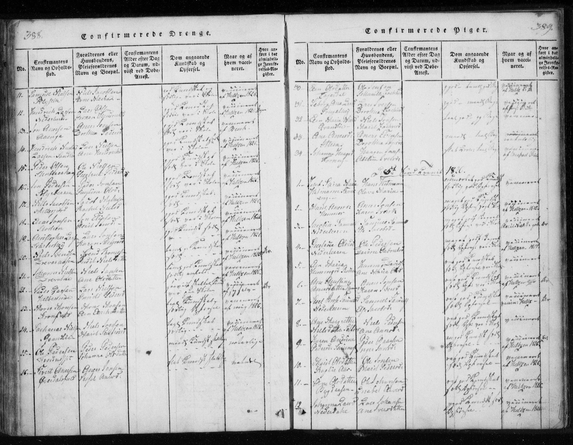 Ministerialprotokoller, klokkerbøker og fødselsregistre - Nordland, AV/SAT-A-1459/825/L0353: Parish register (official) no. 825A07, 1820-1826, p. 388-389