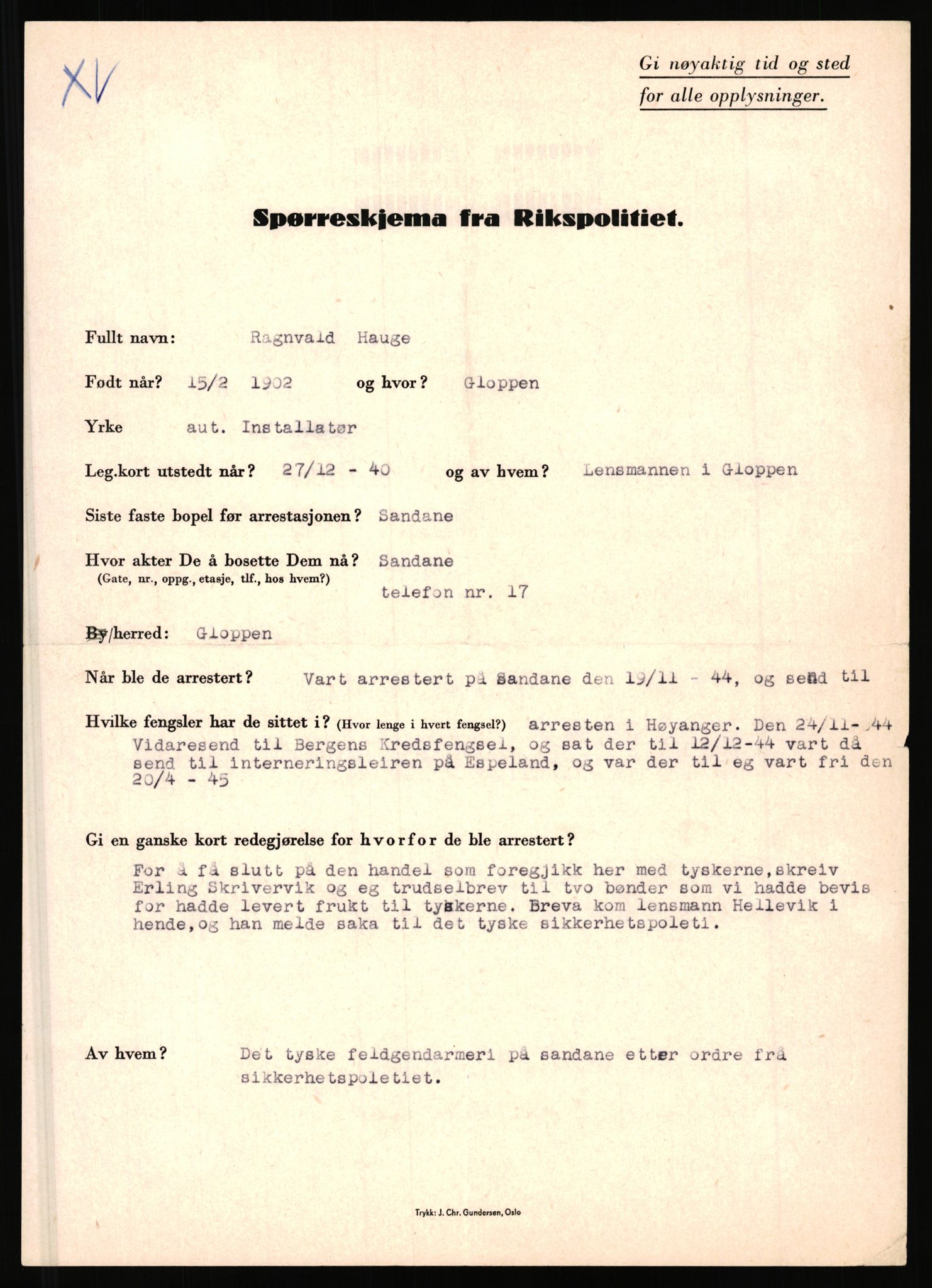 Rikspolitisjefen, AV/RA-S-1560/L/L0006: Hansen, Adolf Boye - Hemstad, Gunnar, 1940-1945, p. 719