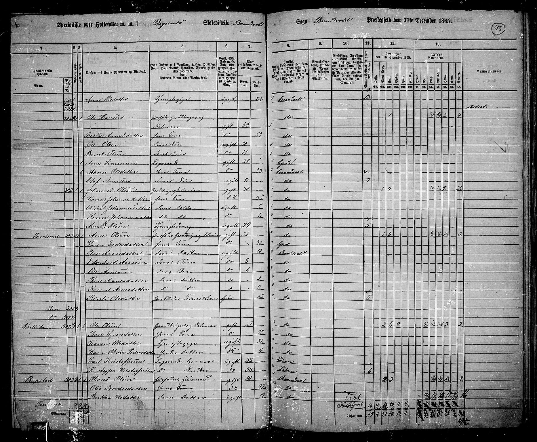 RA, 1865 census for Brandval, 1865, p. 79