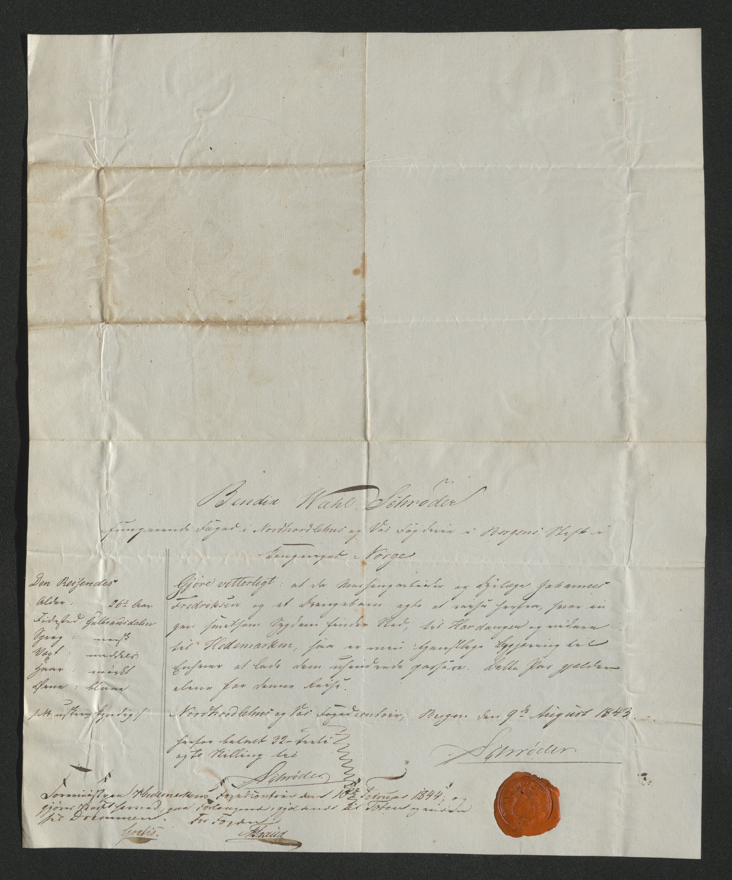 Drammen politikammer, AV/SAKO-A-623/I/Ia/Iab/L0007: Innleverte pass, 1843-1844, p. 450