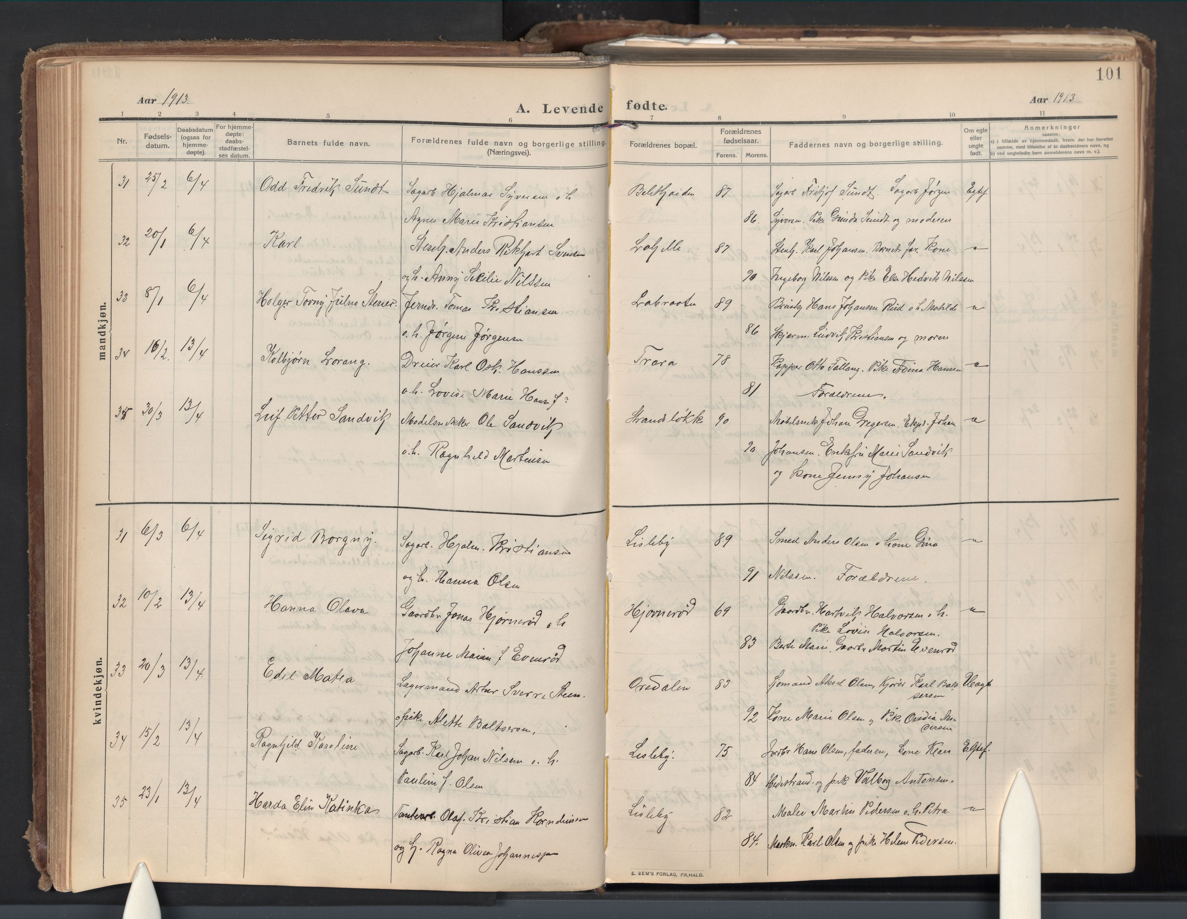 Glemmen prestekontor Kirkebøker, AV/SAO-A-10908/G/Ga/L0007: Parish register (copy) no. 7, 1909-1930, p. 101