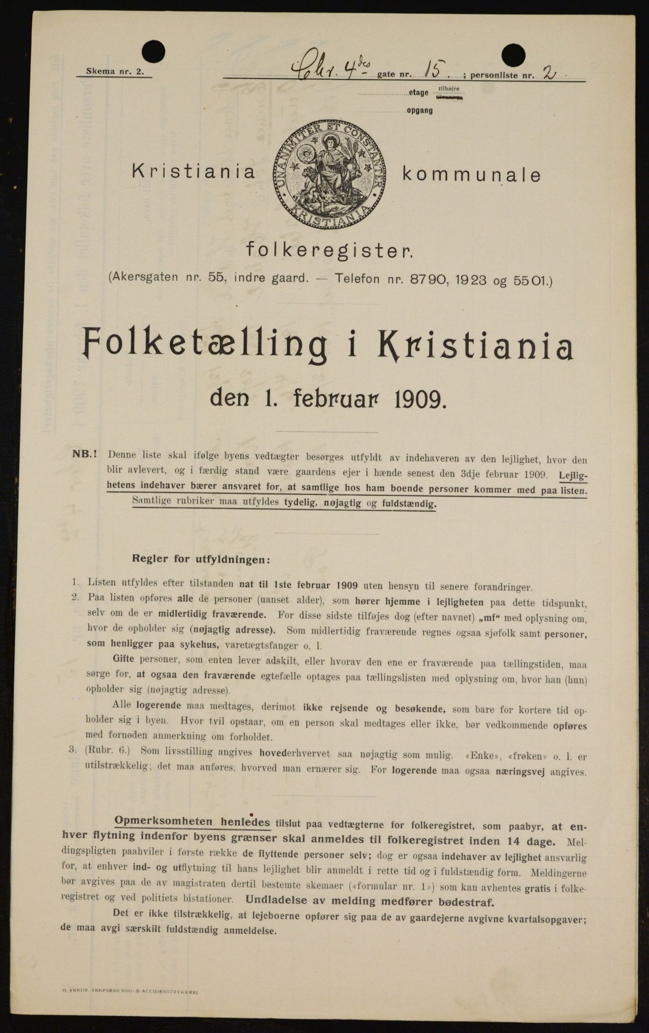 OBA, Municipal Census 1909 for Kristiania, 1909, p. 49710