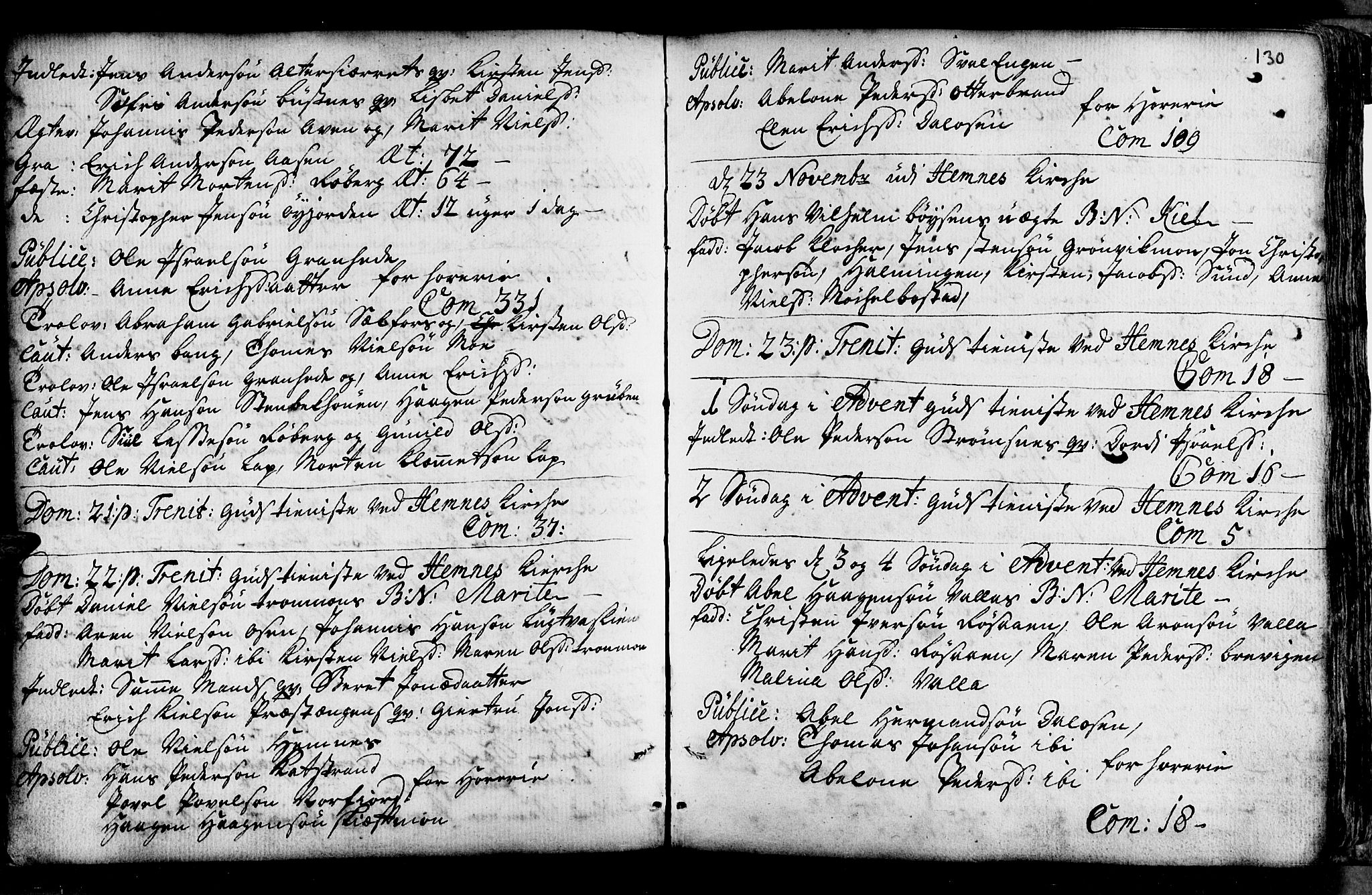 Ministerialprotokoller, klokkerbøker og fødselsregistre - Nordland, AV/SAT-A-1459/825/L0346: Parish register (official) no. 825A02, 1729-1748, p. 130