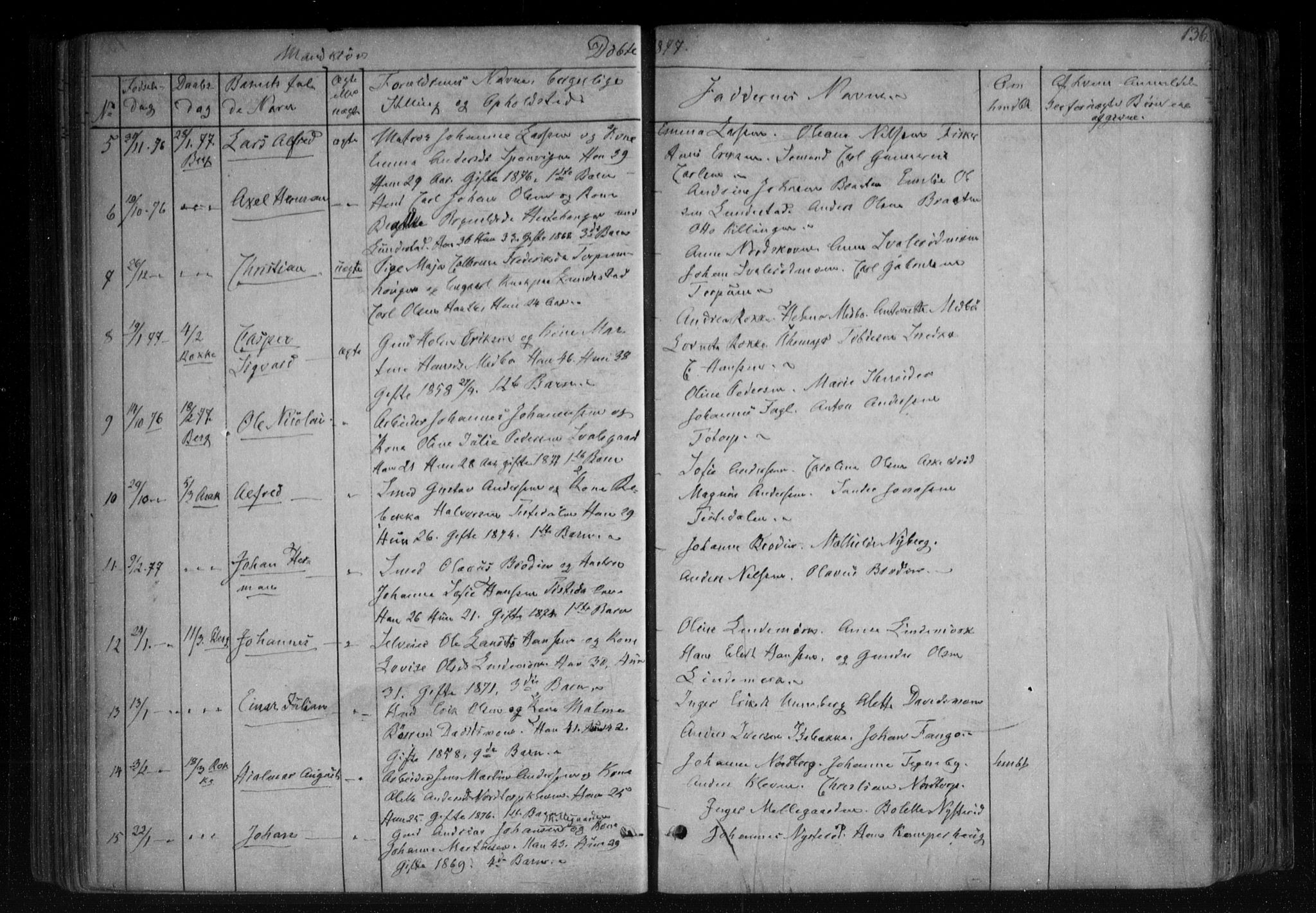 Berg prestekontor Kirkebøker, AV/SAO-A-10902/F/Fa/L0005: Parish register (official) no. I 5, 1861-1877, p. 136