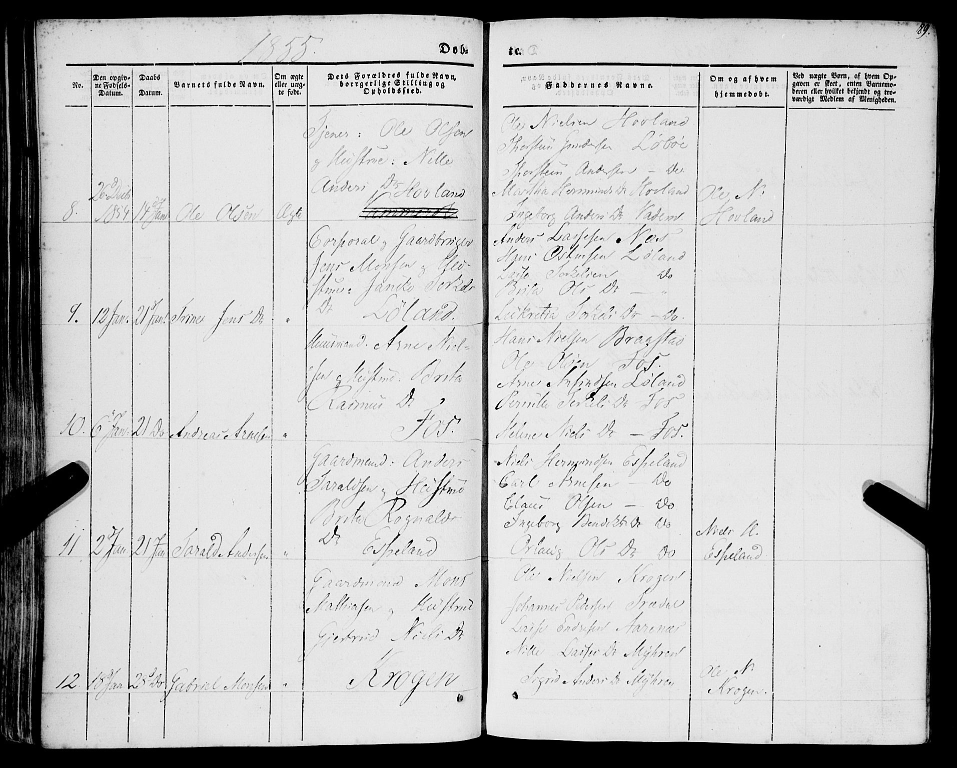Lavik sokneprestembete, SAB/A-80901: Parish register (official) no. A 3, 1843-1863, p. 89