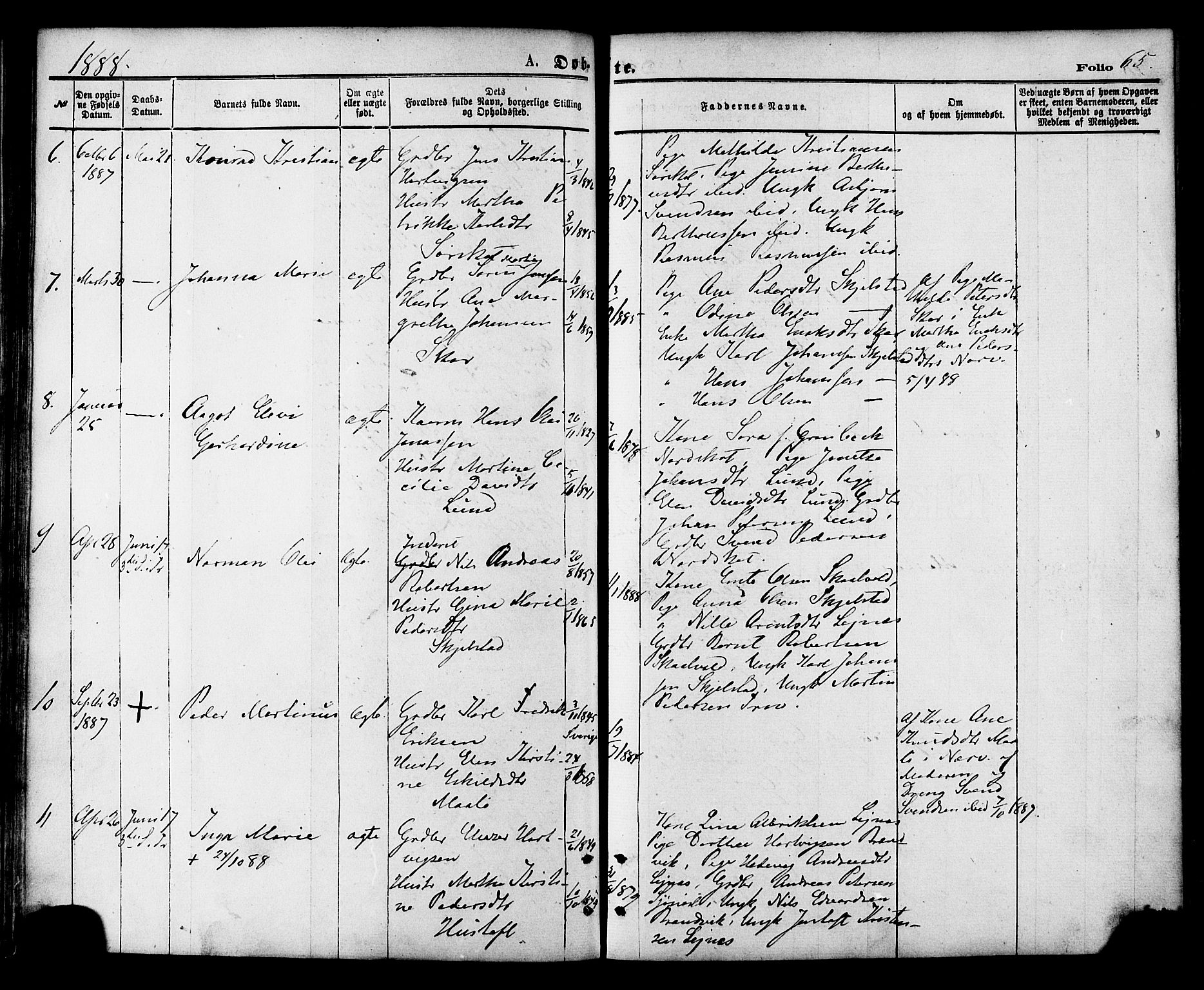 Ministerialprotokoller, klokkerbøker og fødselsregistre - Nordland, AV/SAT-A-1459/857/L0821: Parish register (official) no. 857A01, 1875-1889, p. 65