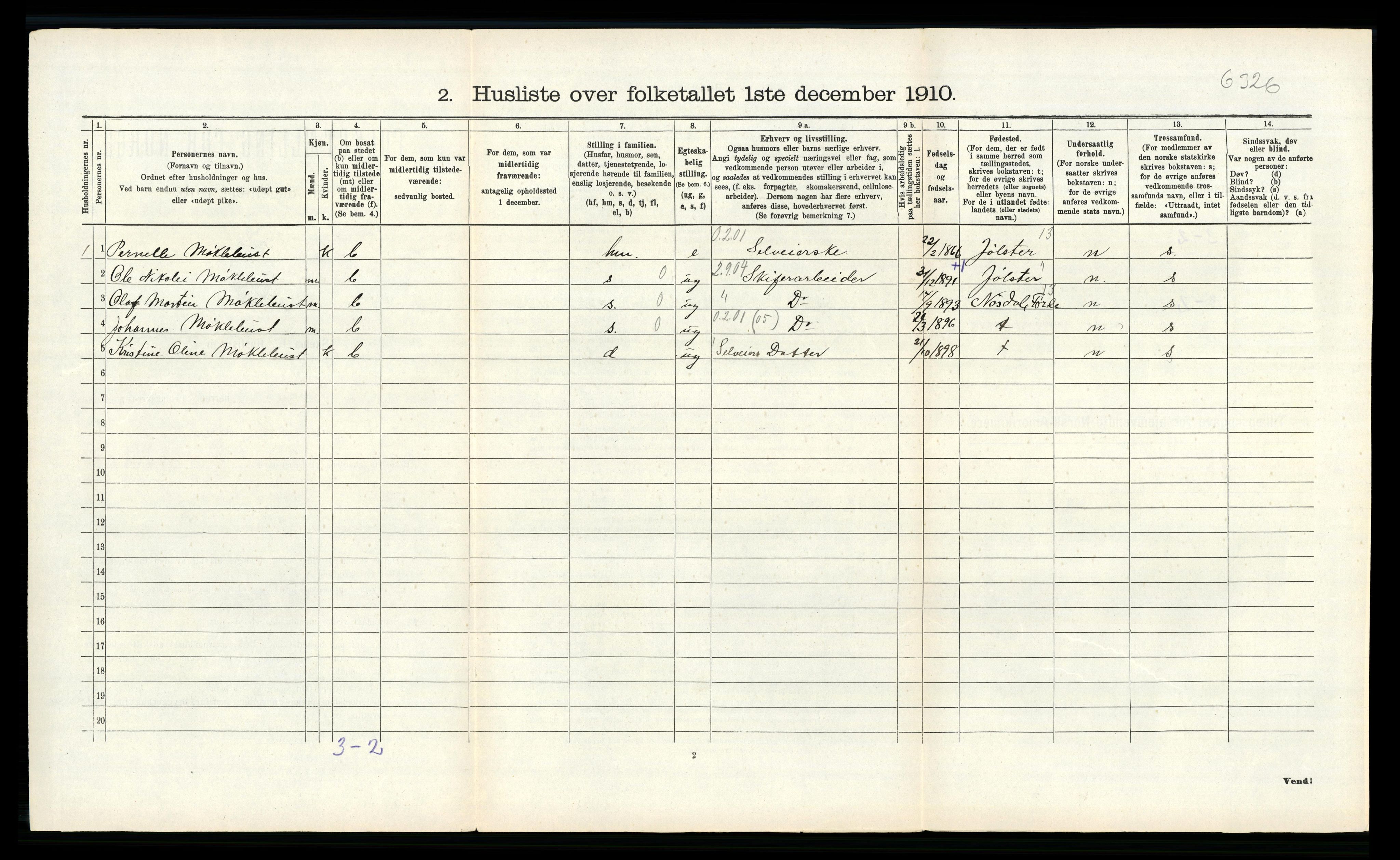 RA, 1910 census for Voss, 1910, p. 971