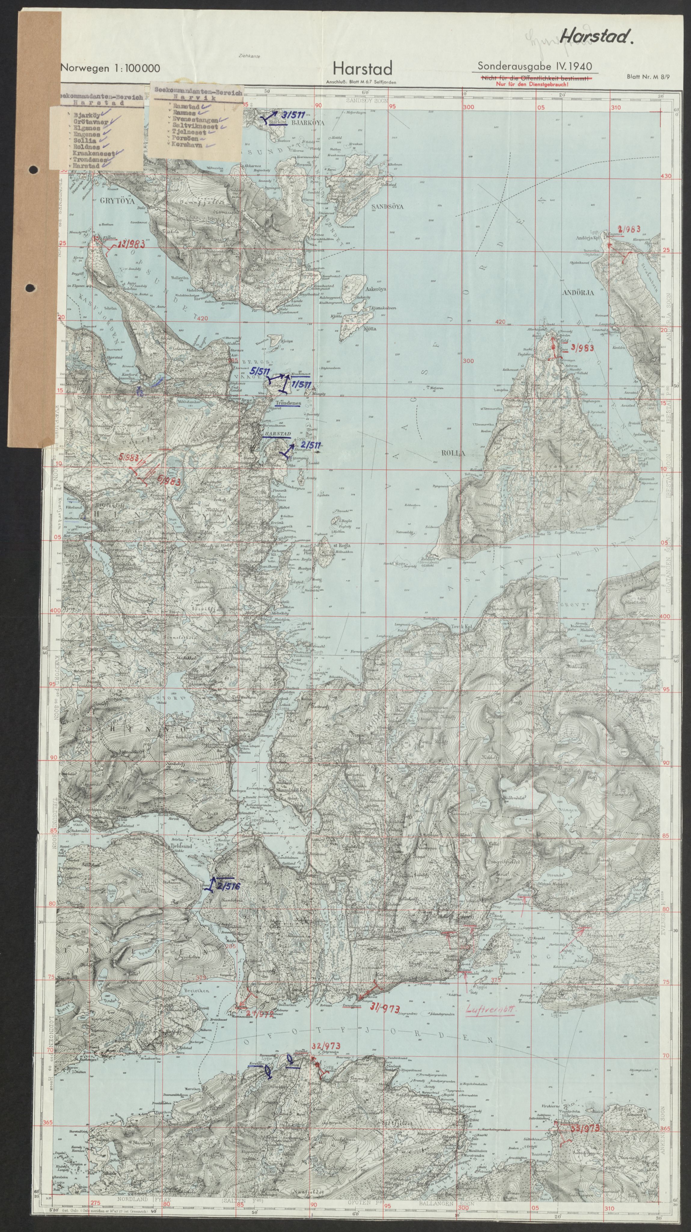 Forsvaret, Generalinspektør og sjefen for Kystartilleriet, AV/RA-RAFA-2045/F/Fa/L0016: Tyske oversiktskarter over festningsanlegg, 1940-1945, p. 233