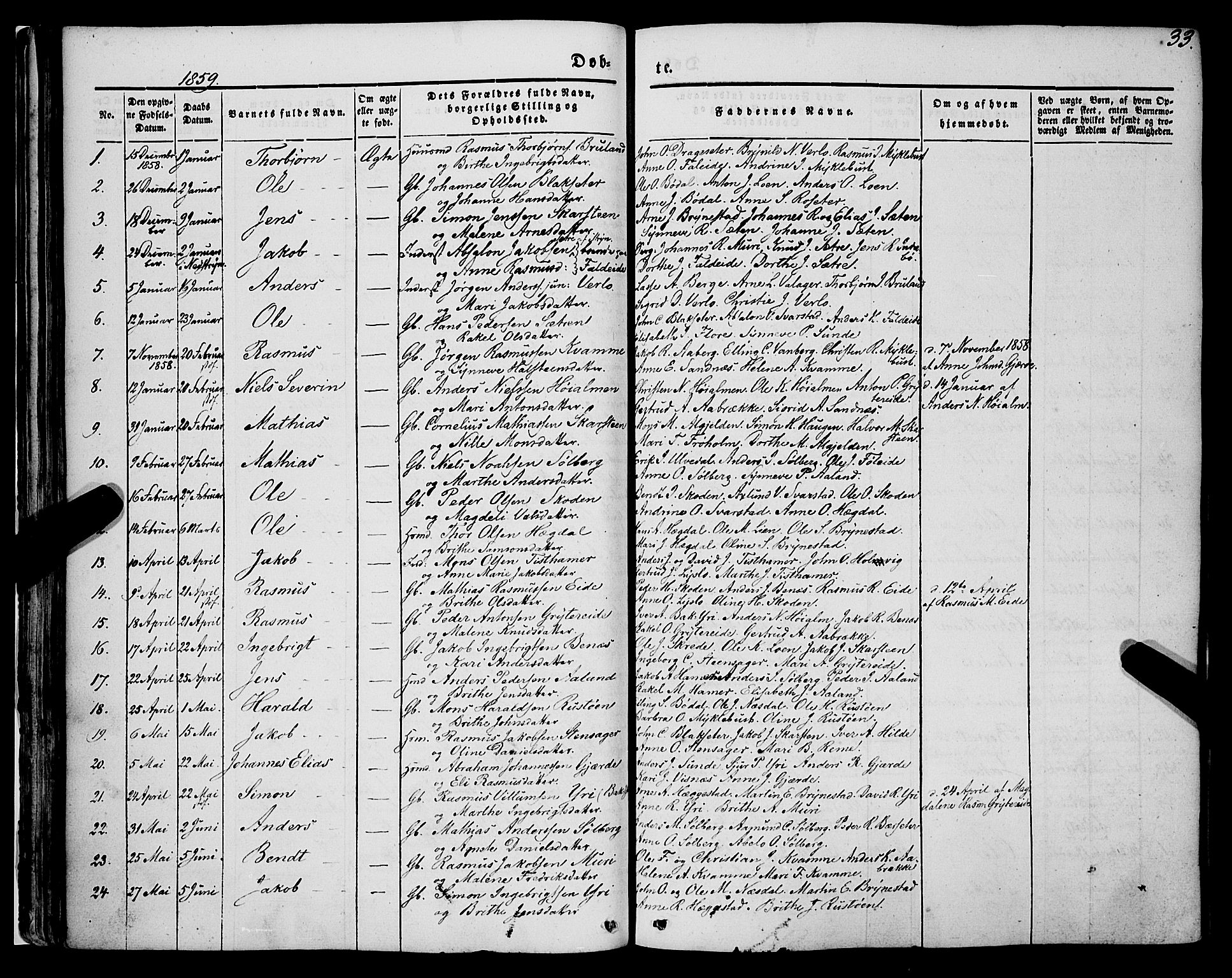 Innvik sokneprestembete, SAB/A-80501: Parish register (official) no. A 5, 1847-1865, p. 33