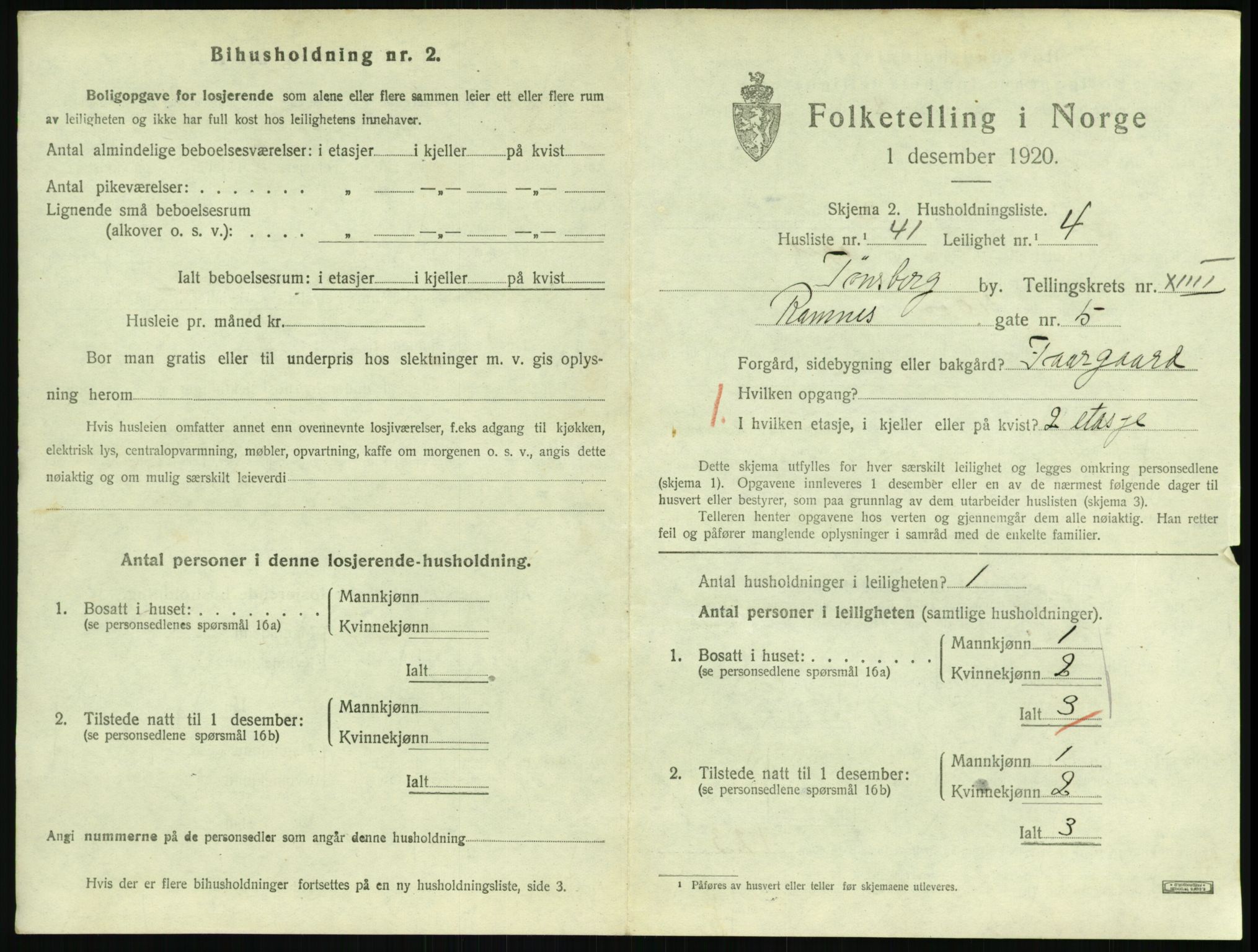 SAKO, 1920 census for Tønsberg, 1920, p. 6013