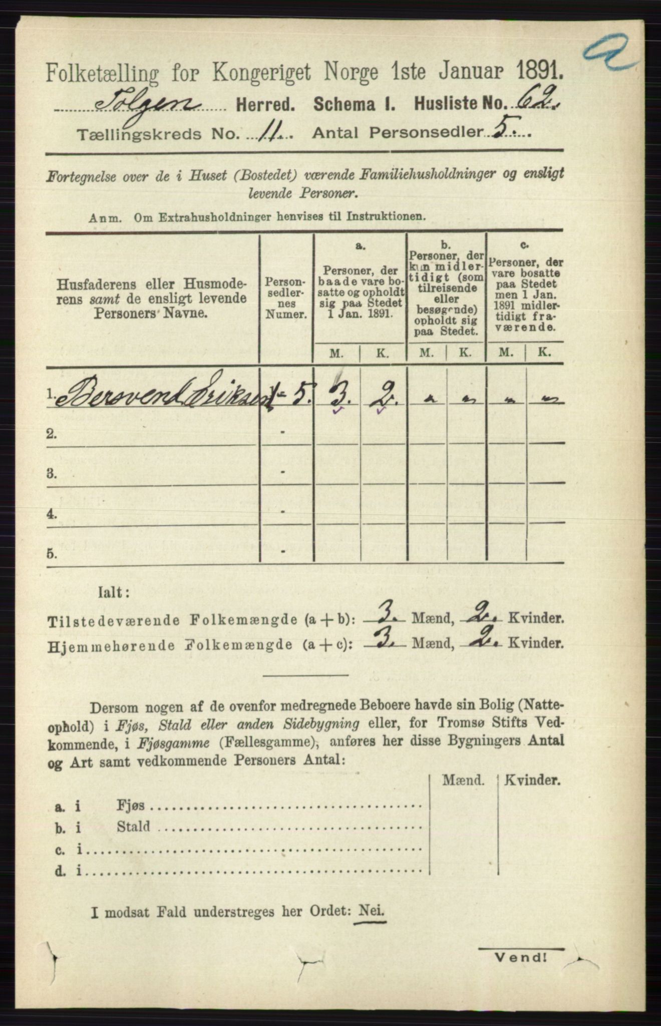 RA, 1891 census for 0436 Tolga, 1891, p. 3206