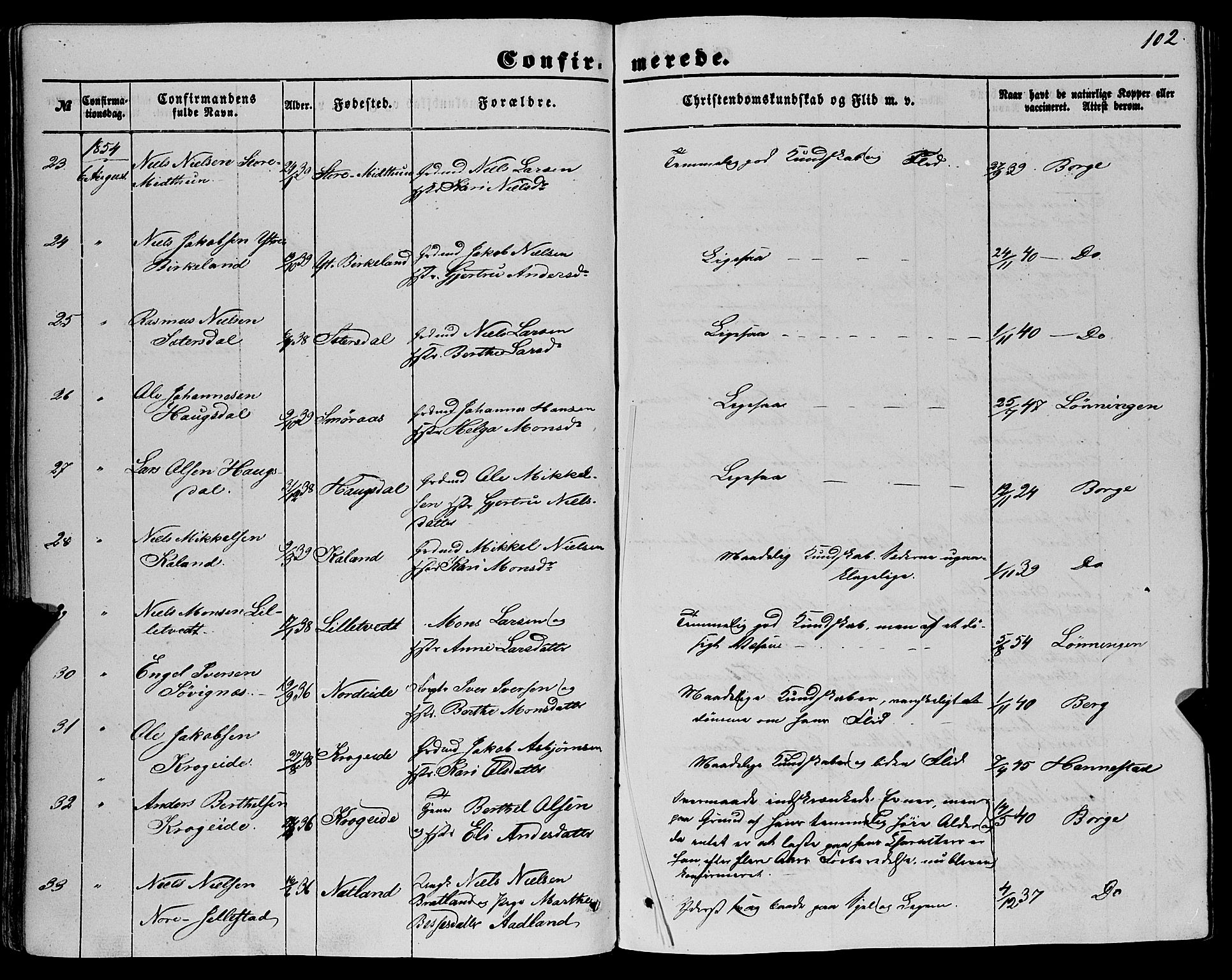 Fana Sokneprestembete, AV/SAB-A-75101/H/Haa/Haaa/L0011: Parish register (official) no. A 11, 1851-1862, p. 102