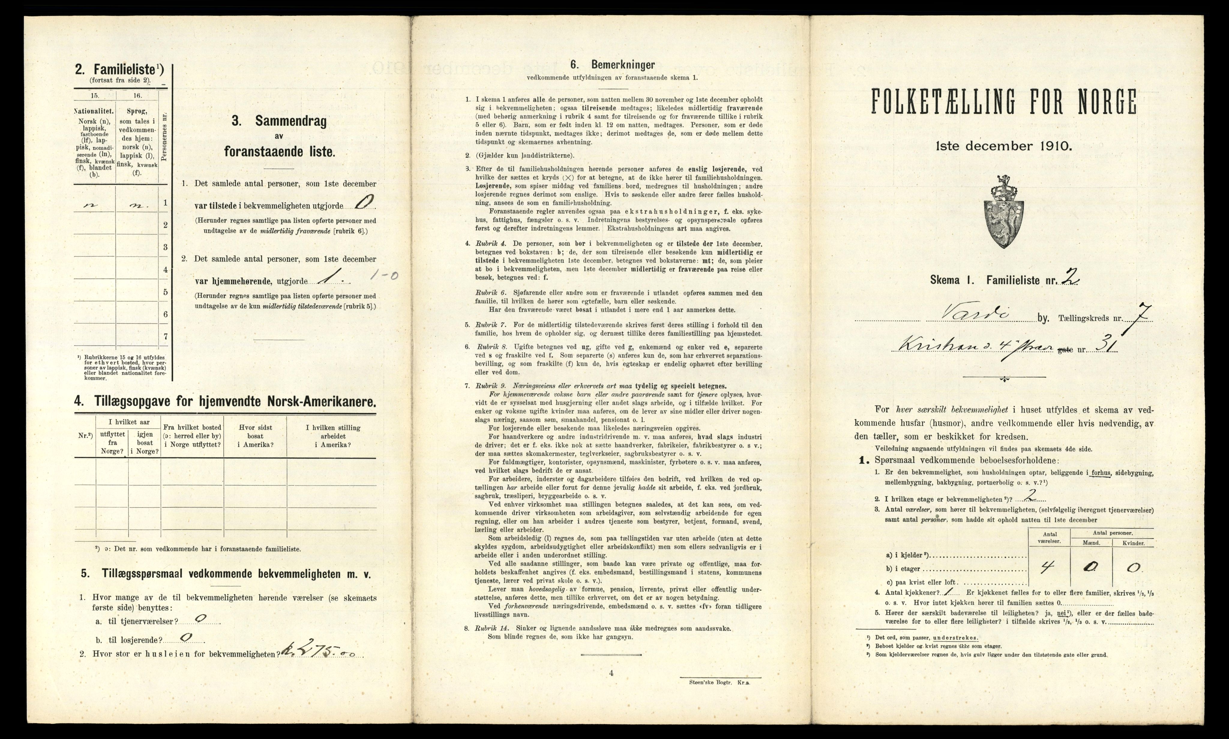 RA, 1910 census for Vardø, 1910, p. 1056