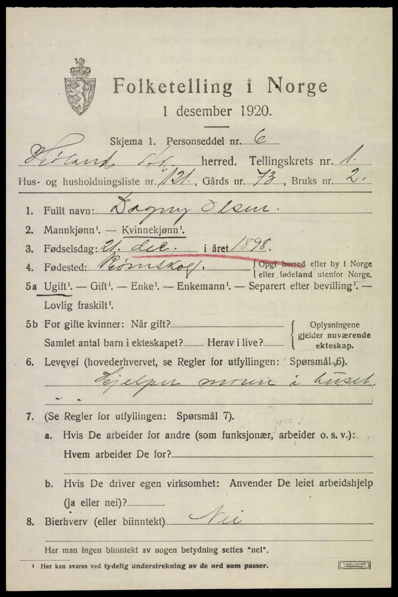 SAO, 1920 census for Høland, 1920, p. 3505