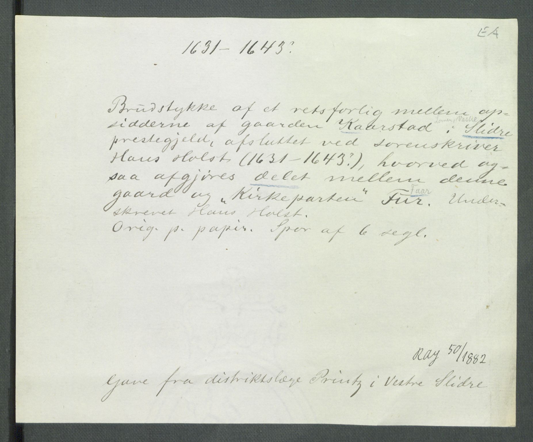 Riksarkivets diplomsamling, RA/EA-5965/F02/L0157: Dokumenter, 1643, p. 130