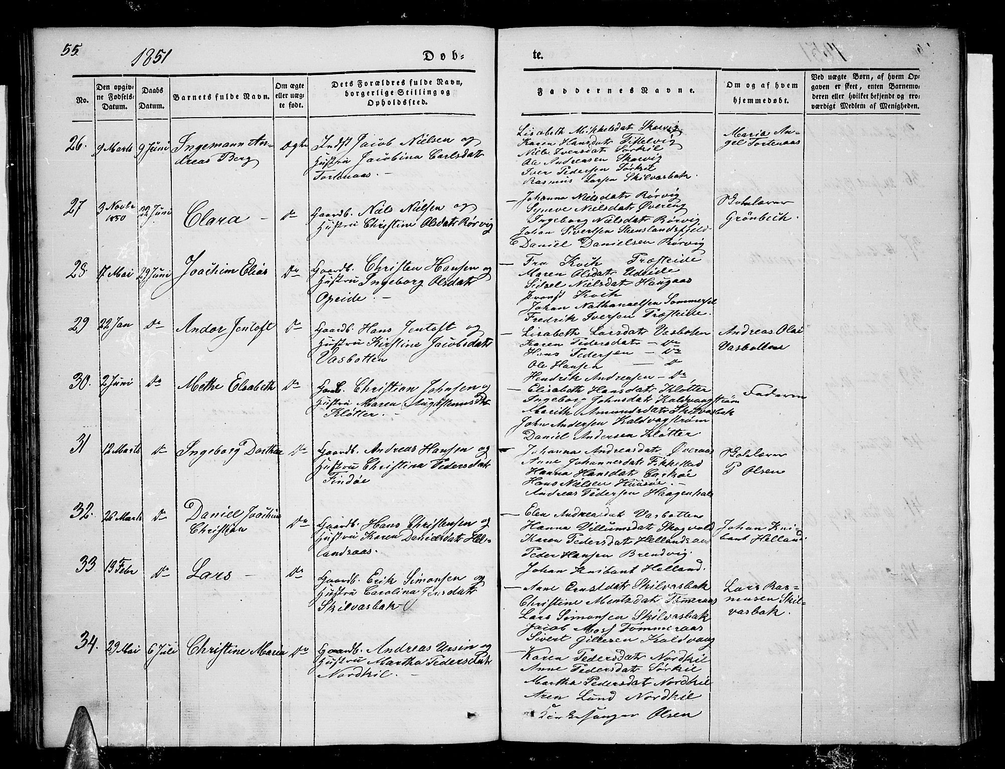 Ministerialprotokoller, klokkerbøker og fødselsregistre - Nordland, AV/SAT-A-1459/859/L0856: Parish register (copy) no. 859C02, 1843-1854, p. 55