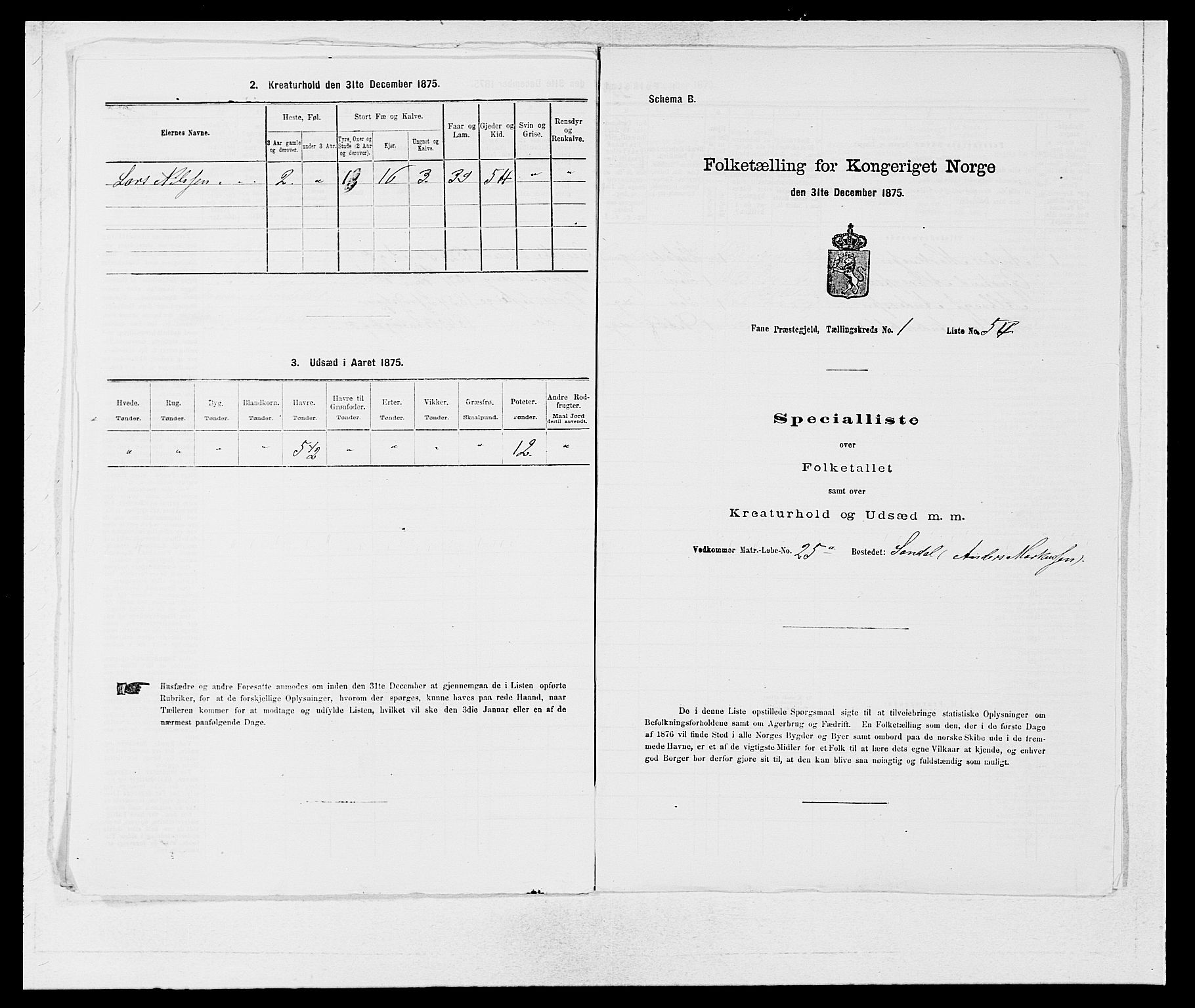 SAB, 1875 census for 1249P Fana, 1875, p. 139