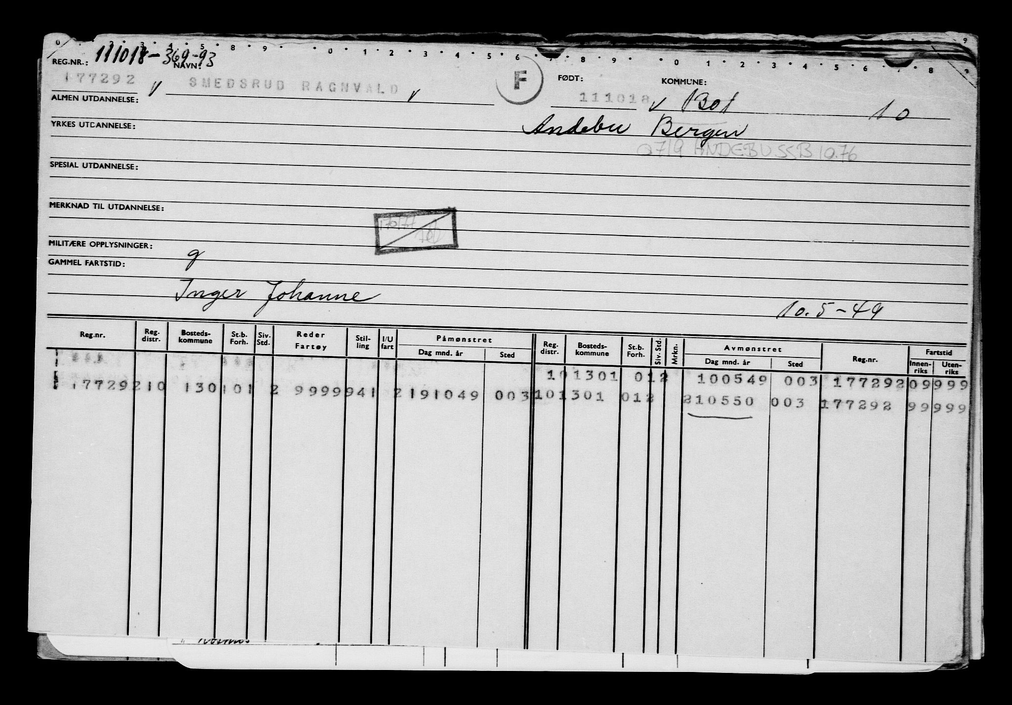 Direktoratet for sjømenn, AV/RA-S-3545/G/Gb/L0163: Hovedkort, 1918, p. 260